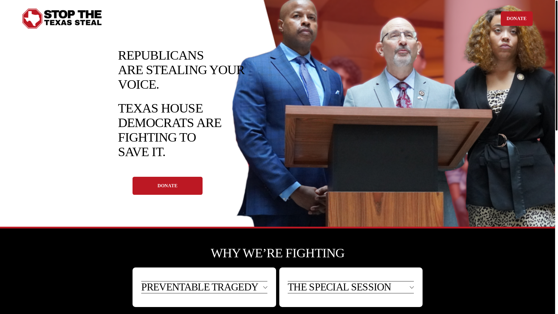 website screenshot of https://stopthetexassteal.com/