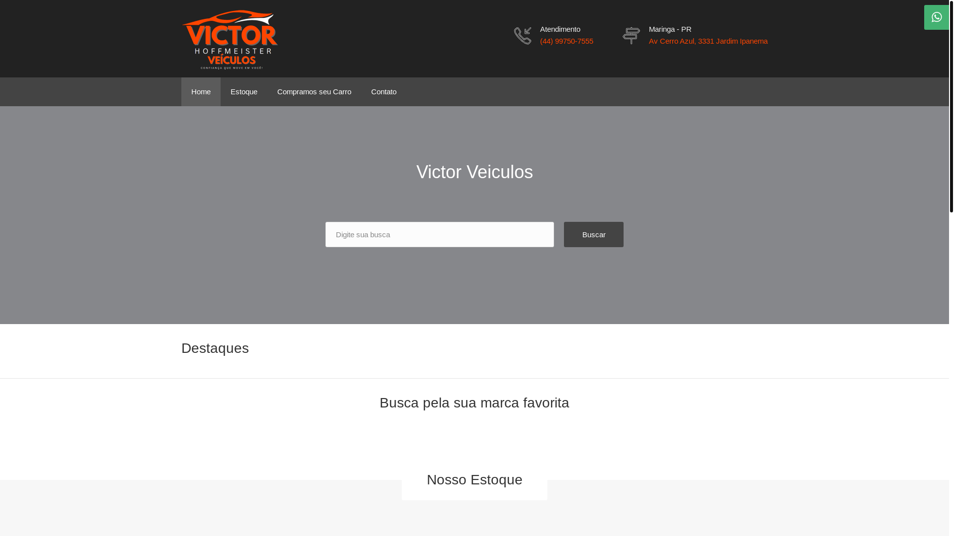 website screenshot of https://victorveiculosmga.com.br/