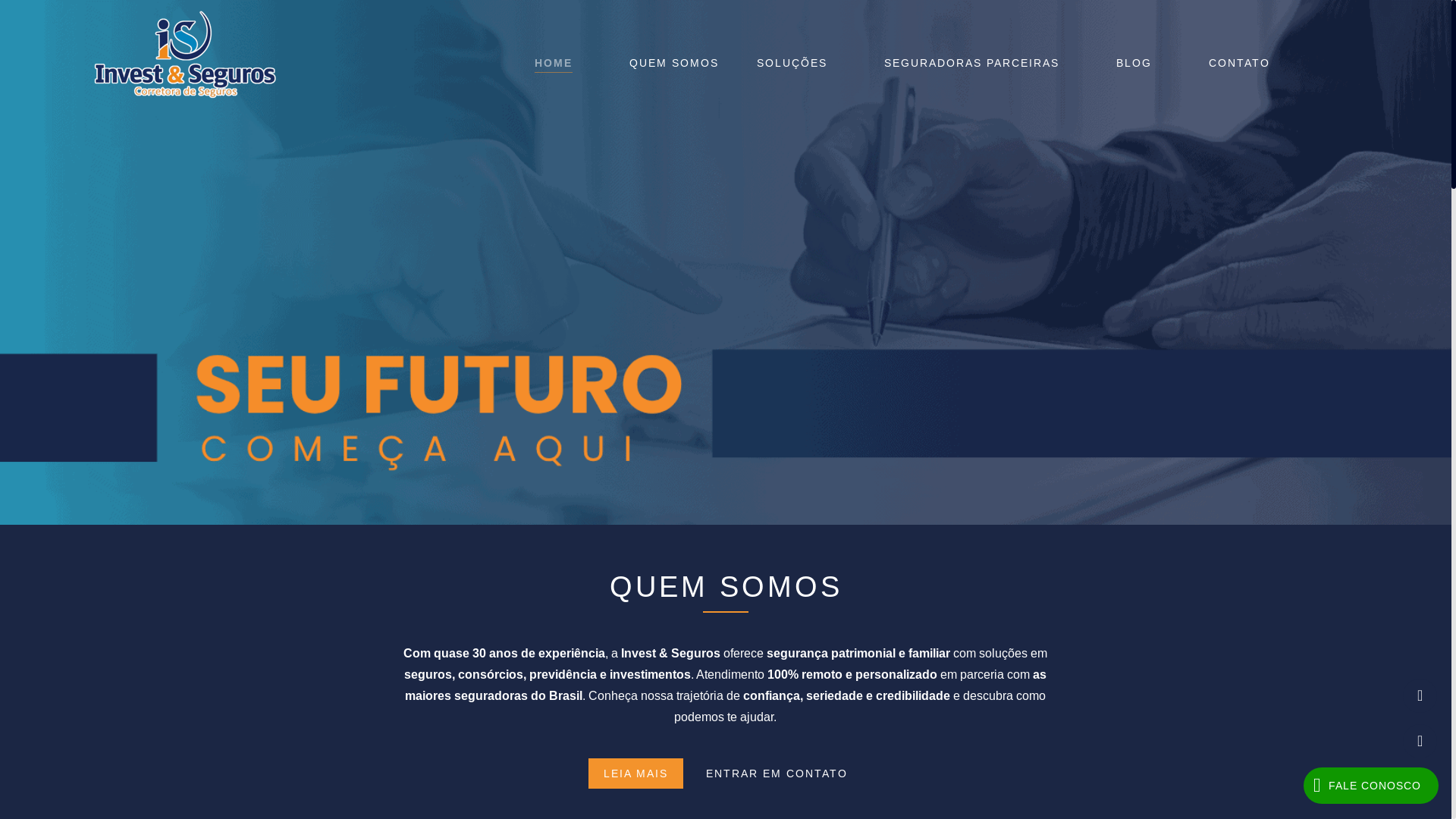 website screenshot of https://investeseguroscorretora.com.br/