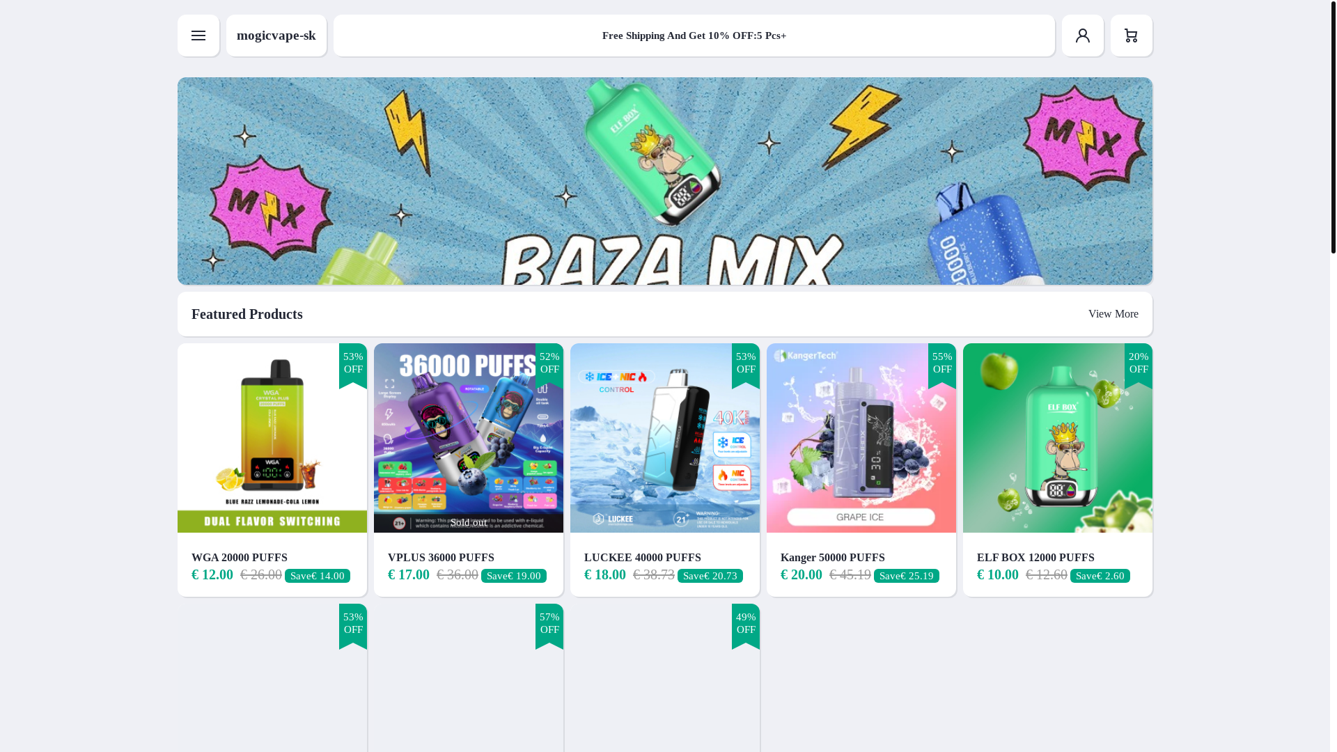 website screenshot of https://mogicvape-sk.com/