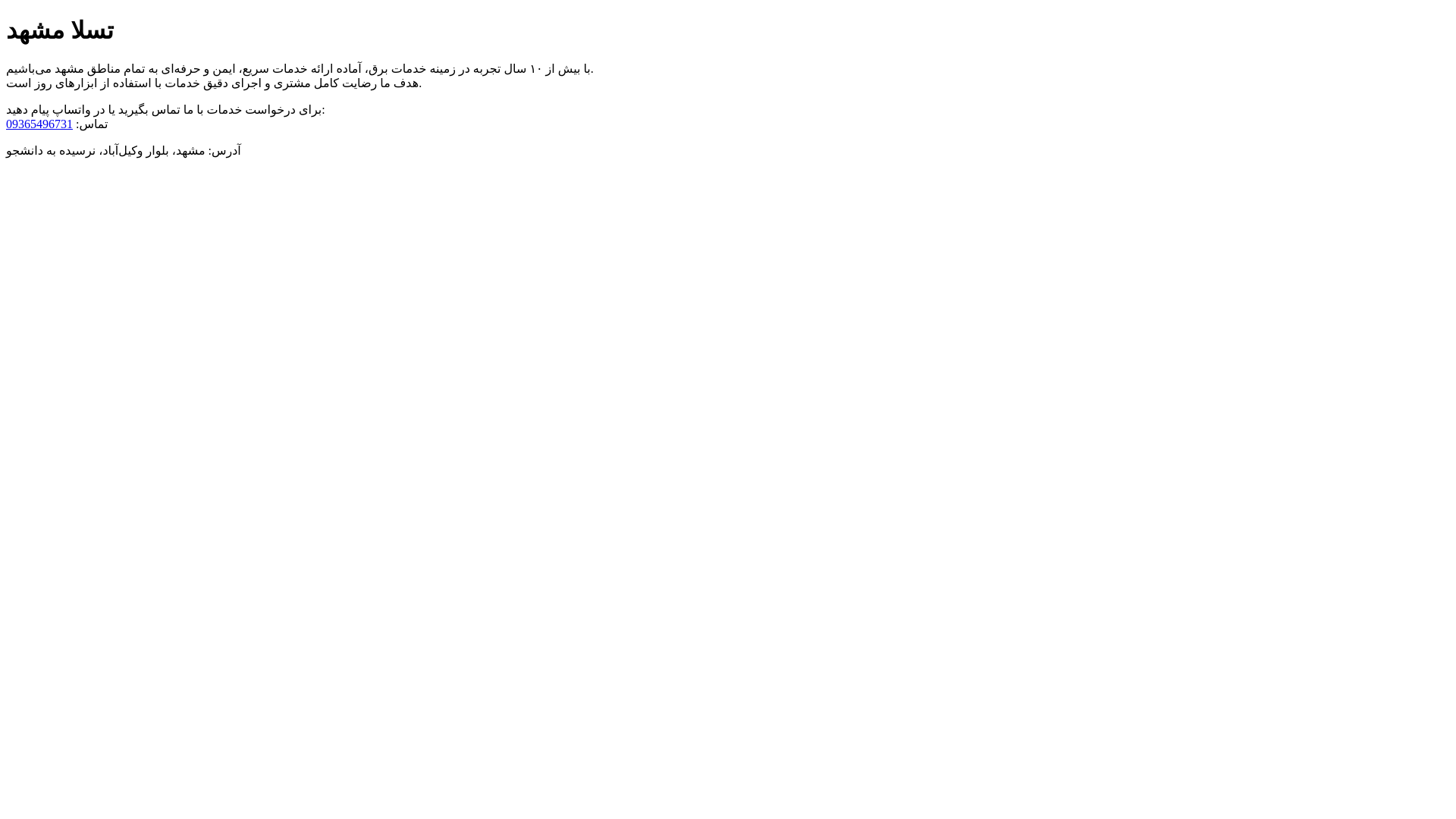 website screenshot of https://teslamashhad.ir/