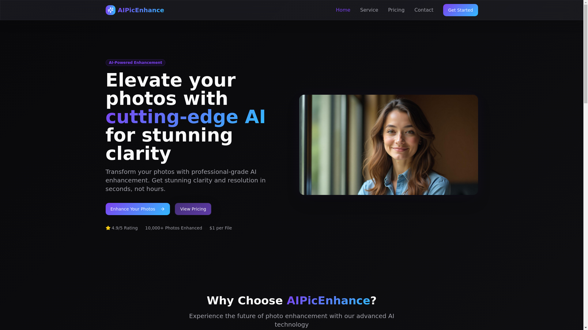 website screenshot of https://cap7-site-ai-pic-enchance.pages.dev/