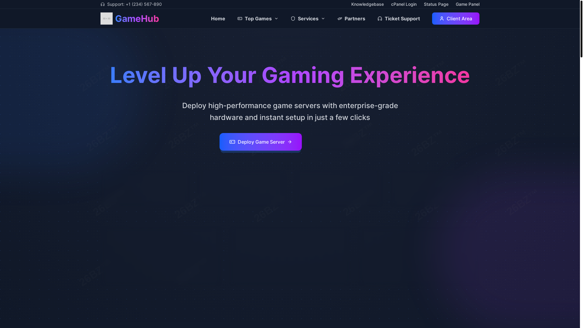 website screenshot of https://gamehub-template.pages.dev/