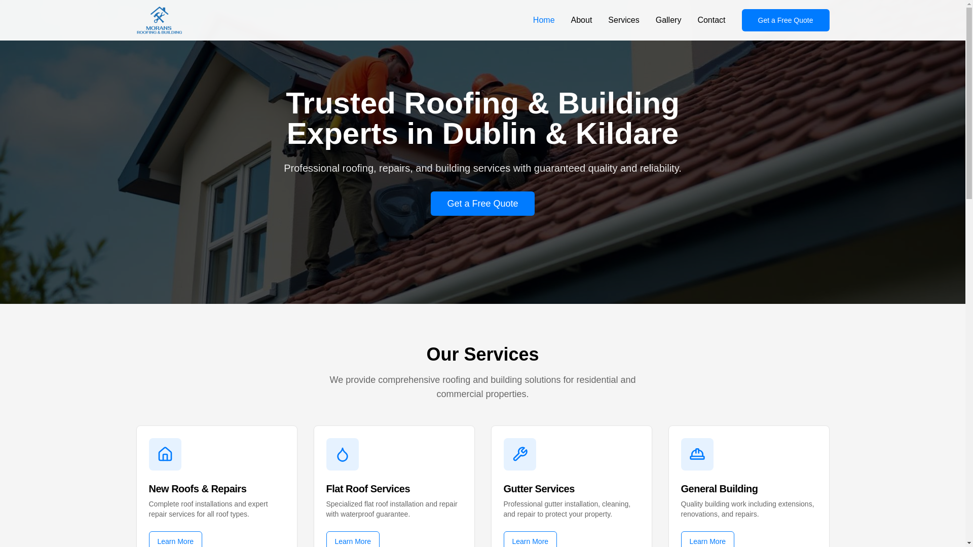 website screenshot of https://moransroofingbuilding.ie/
