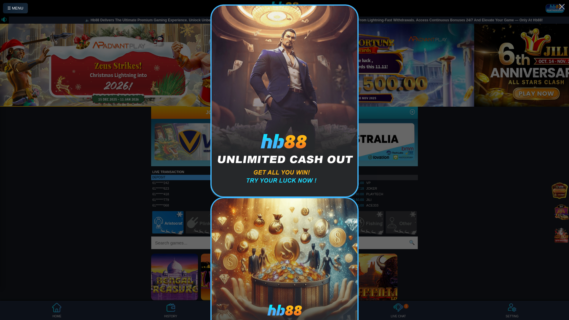 website screenshot of https://hb88aus.net/