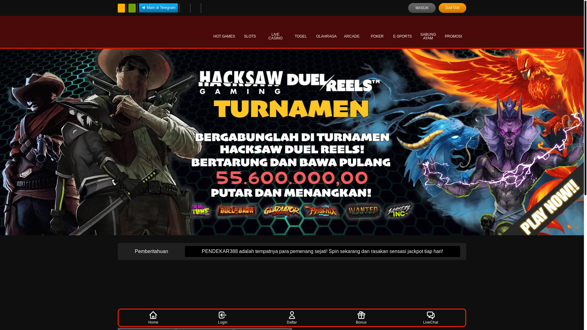 website screenshot of https://pendekar388.net/