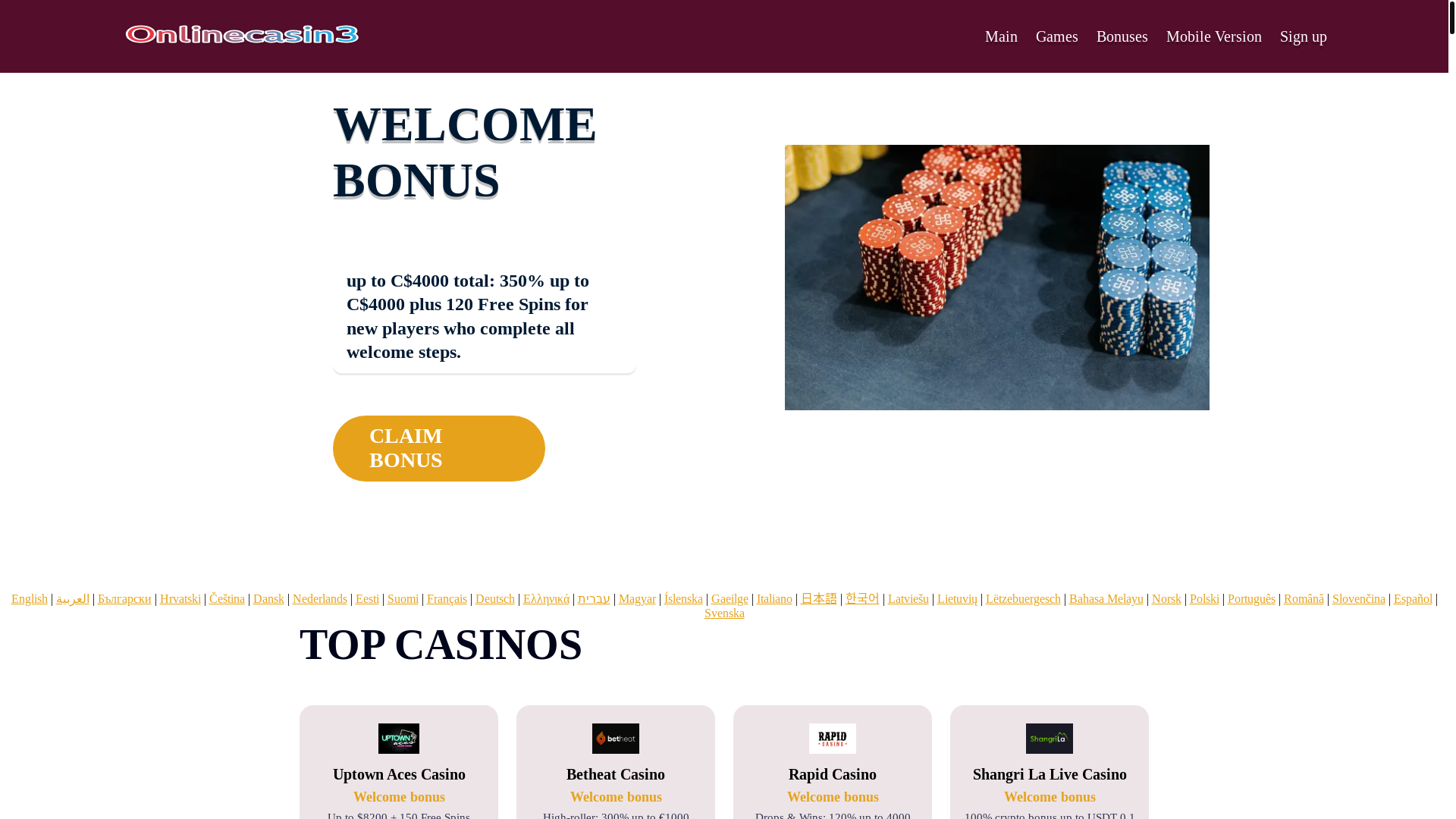 website screenshot of https://onlinecasin3.bond/