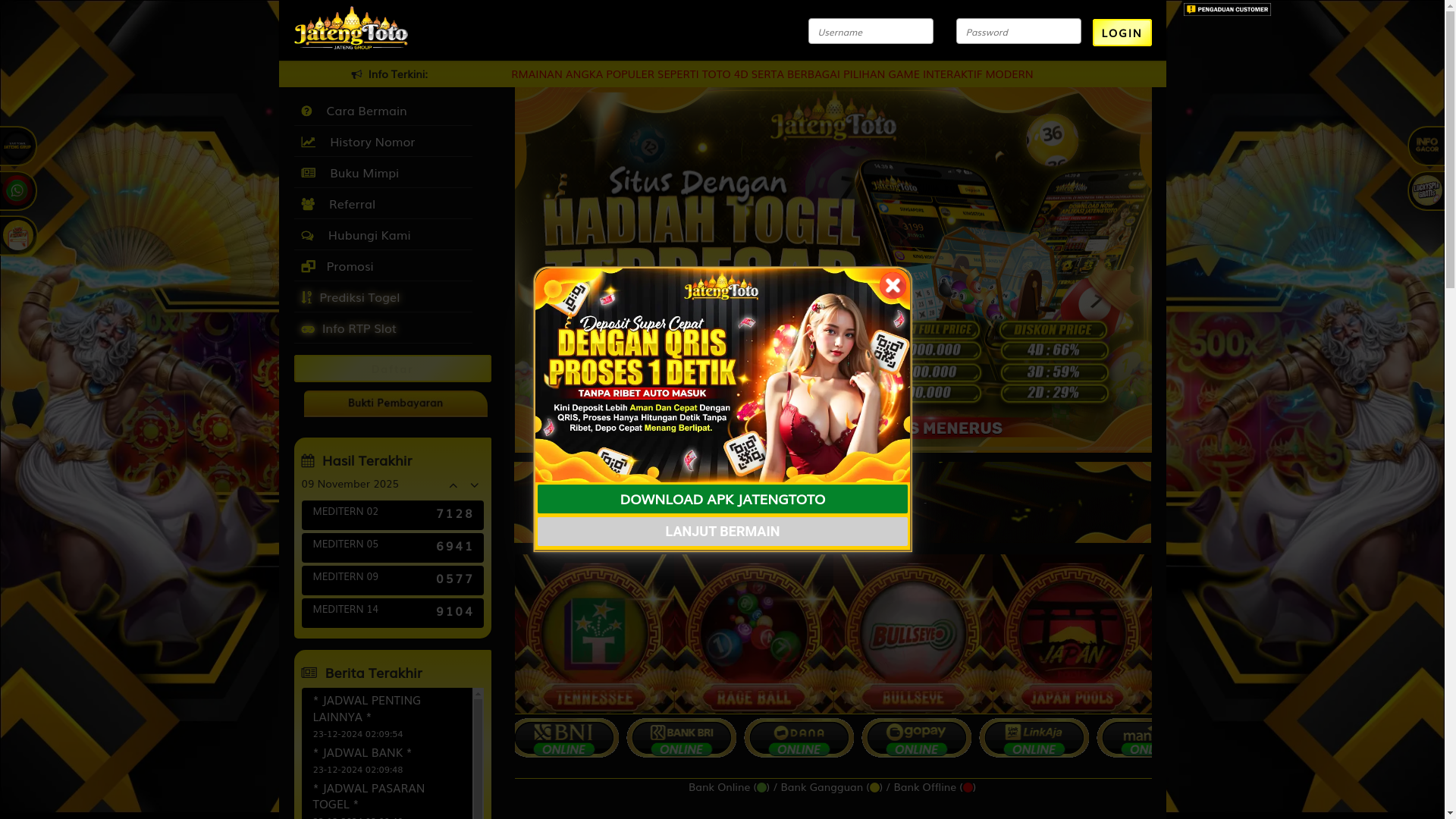 website screenshot of https://jatengtotoolx.fun/