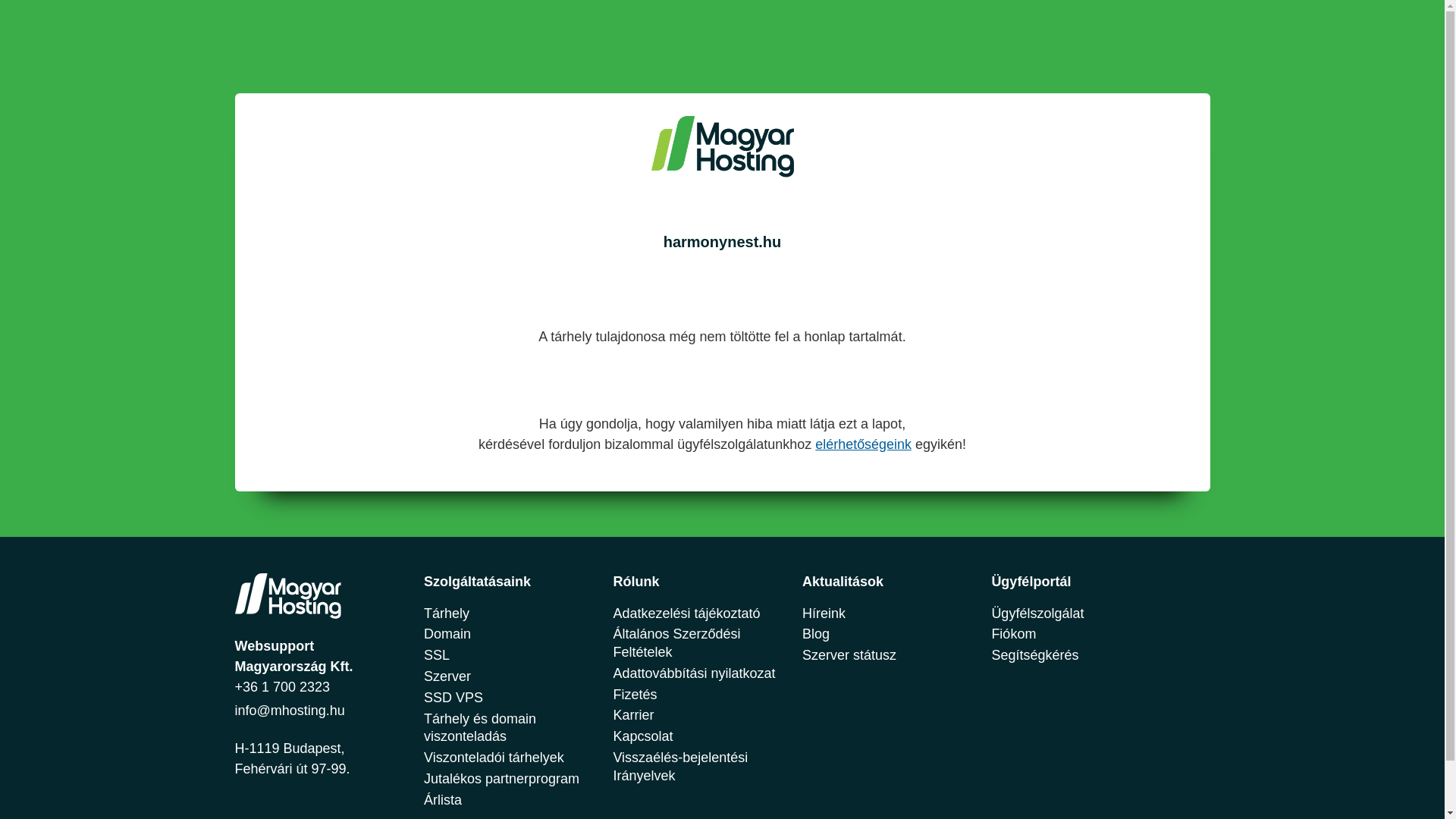 website screenshot of https://harmonynest.hu/