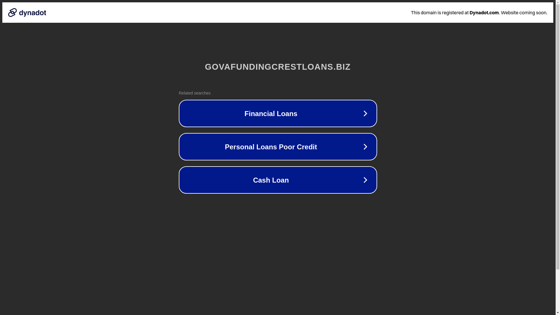 website screenshot of https://govafundingcrestloans.biz/
