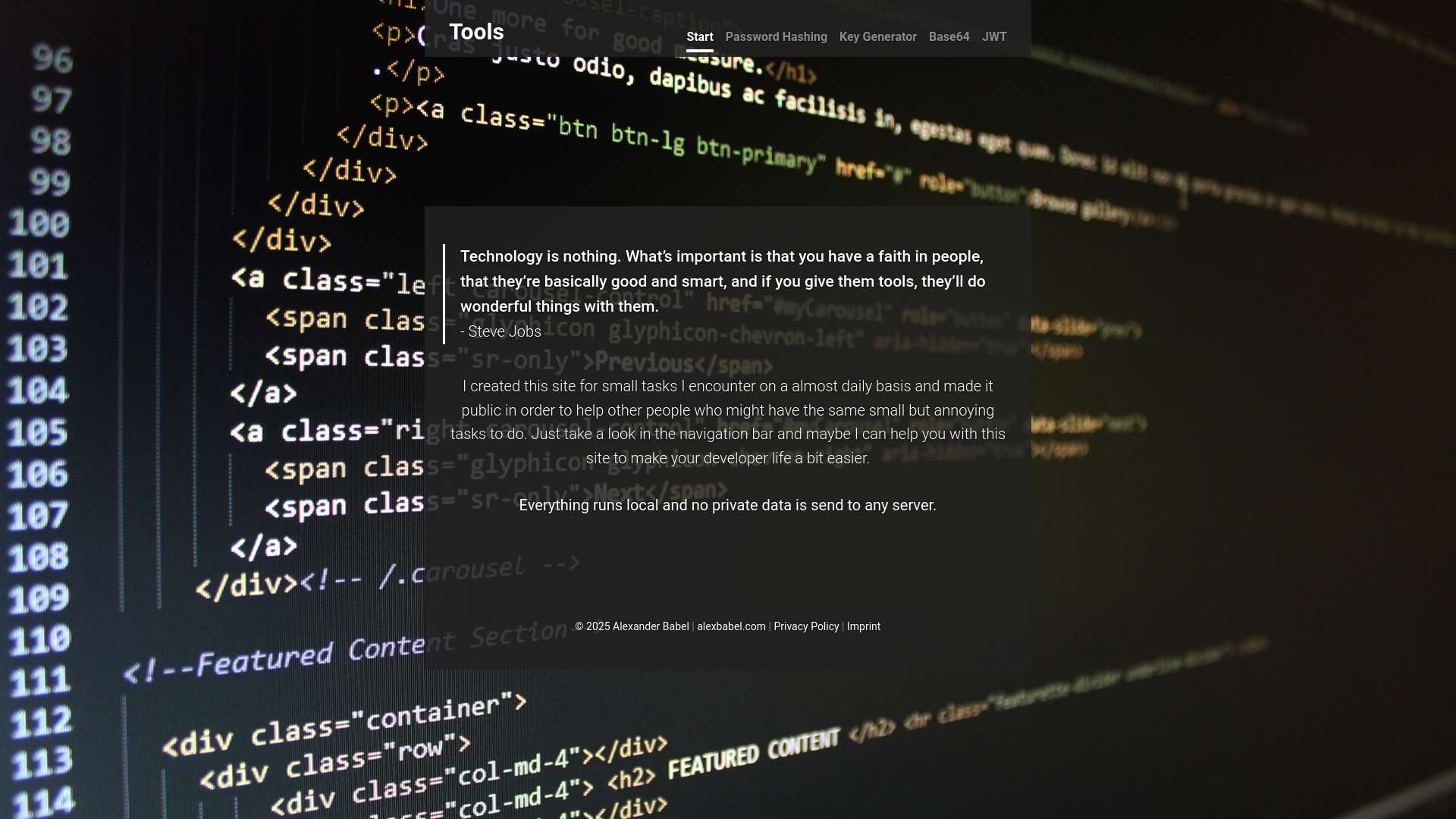 website screenshot of https://tools-alexbabel.pages.dev/