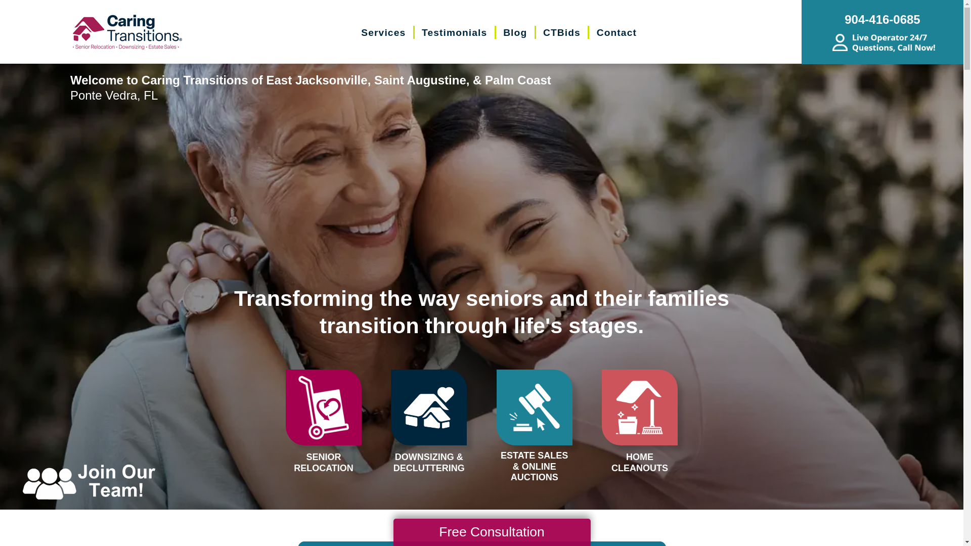 website screenshot of https://caringtransitionsofejacksonville.com/