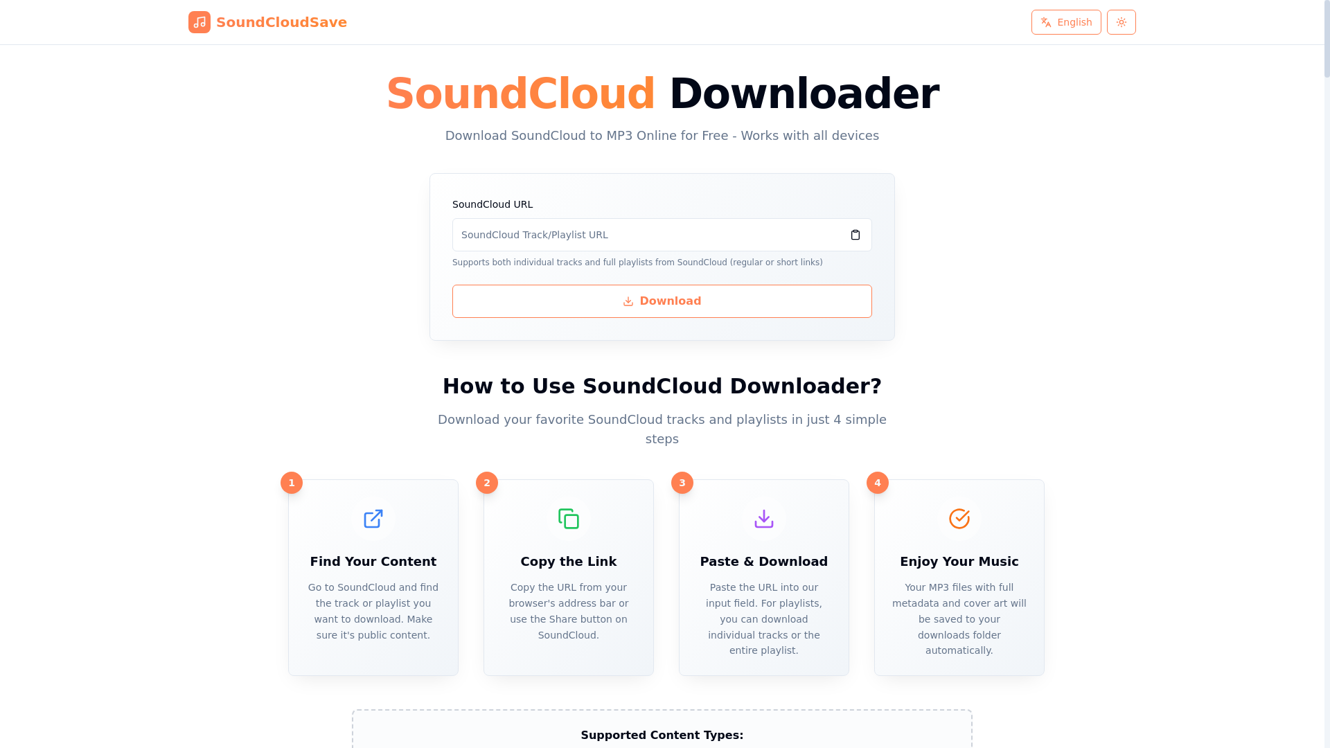 website screenshot of https://soundloader.app/