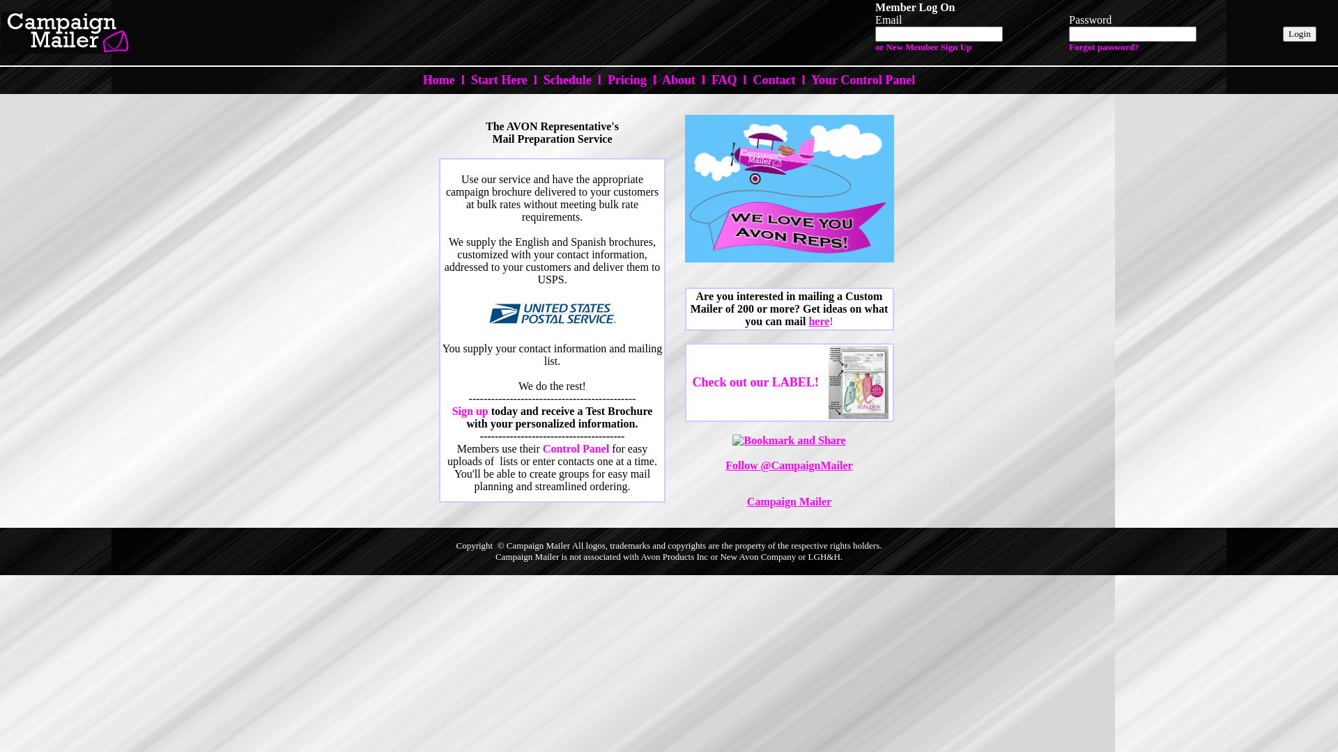 website screenshot of https://campaignmailer.us/