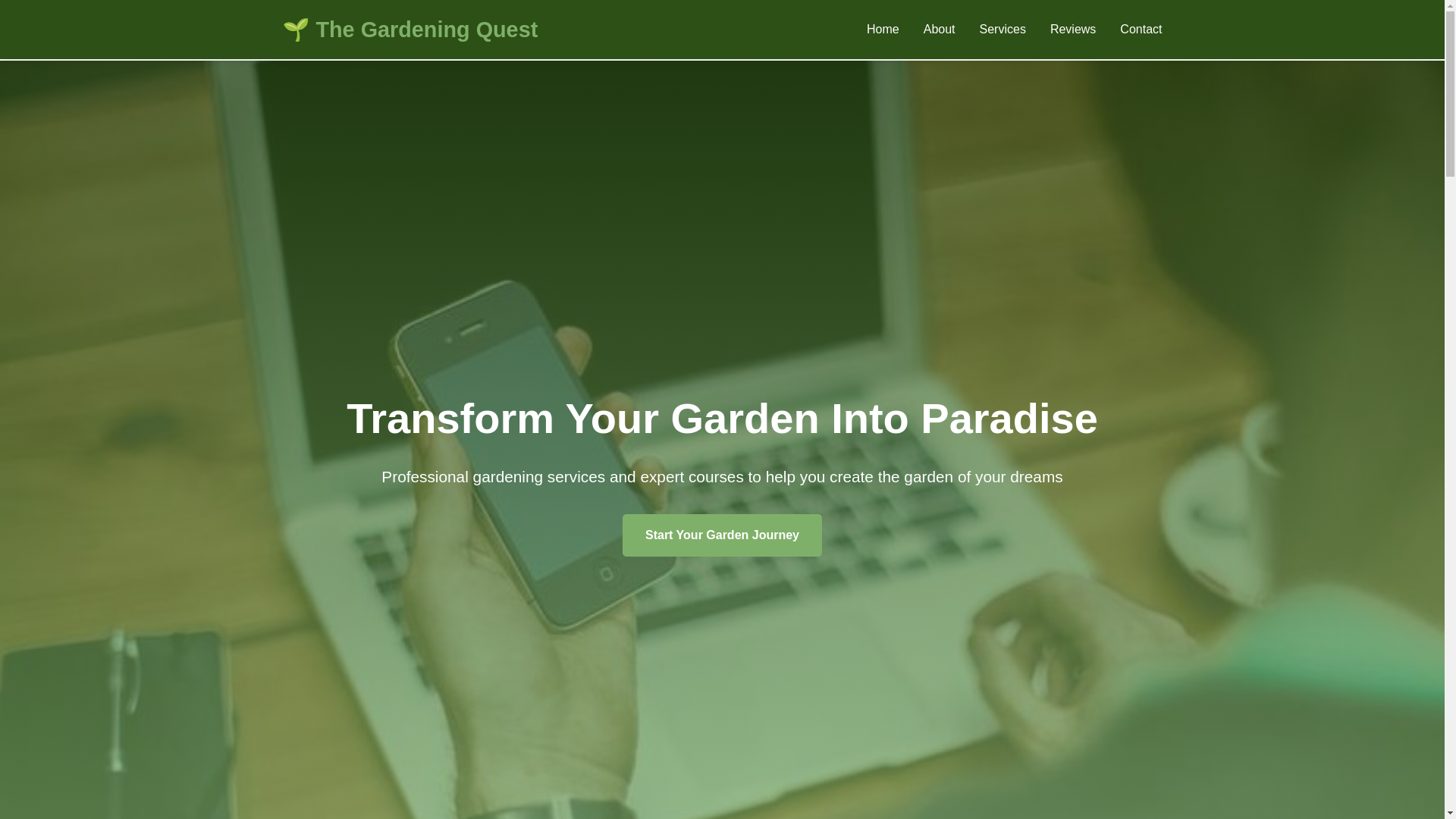 website screenshot of https://thegardeningquest.courses/