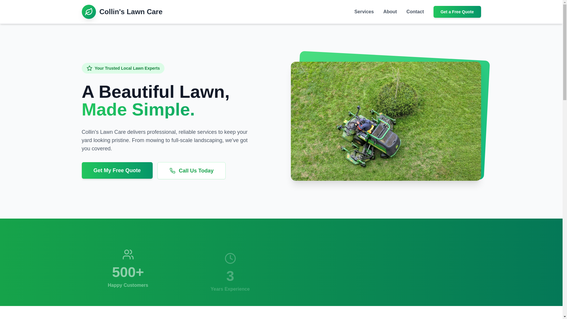 website screenshot of https://collinslawncare.pro/
