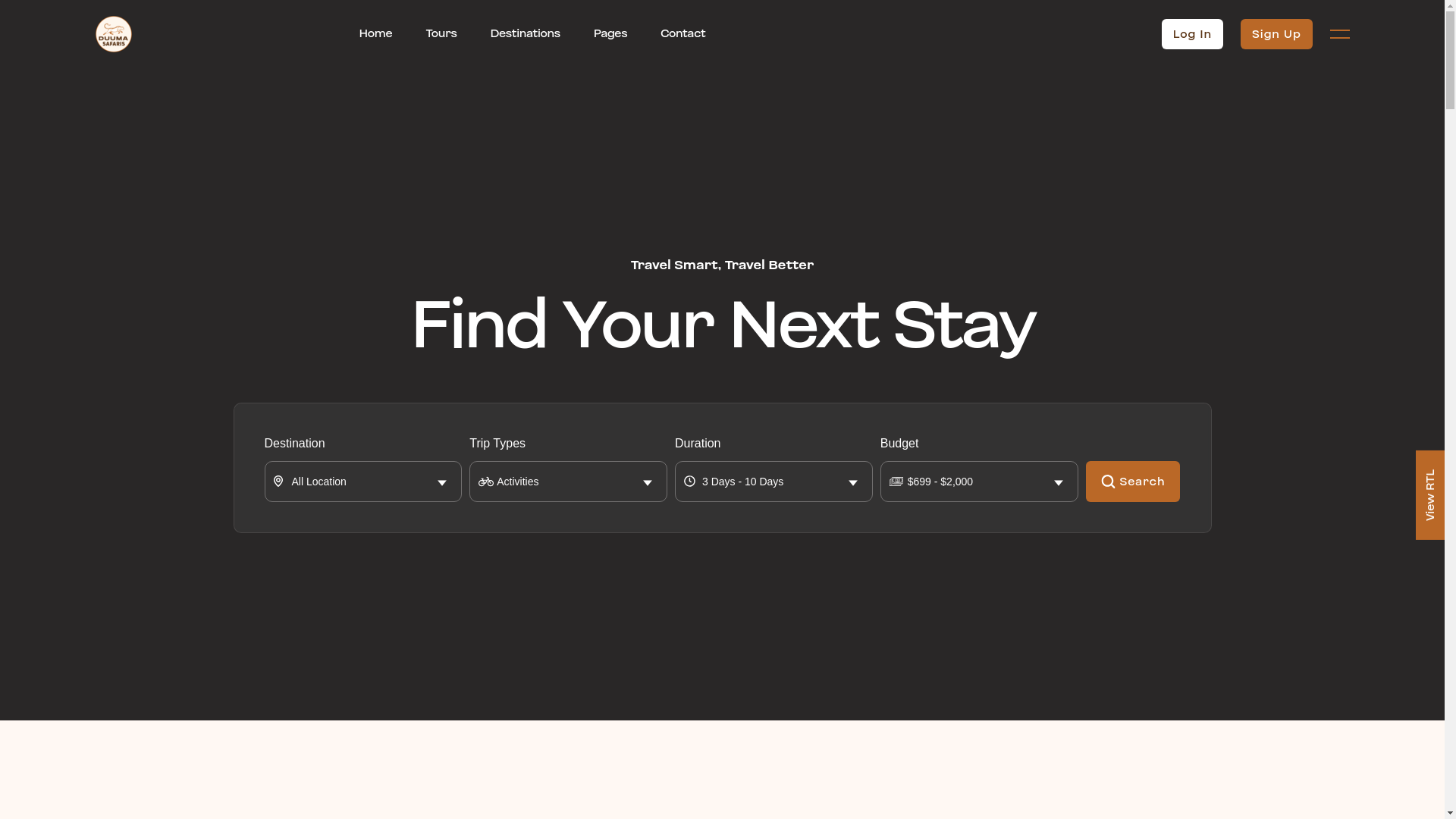 website screenshot of https://duumasafaris.com/