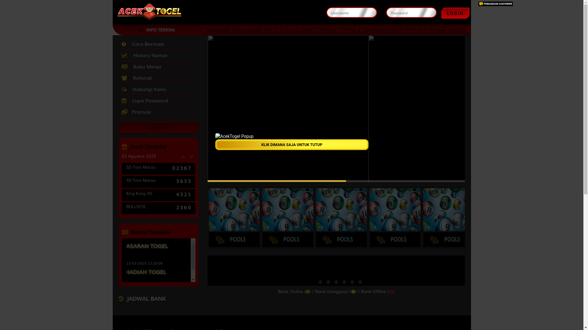 website screenshot of https://1acektogel.cyou/