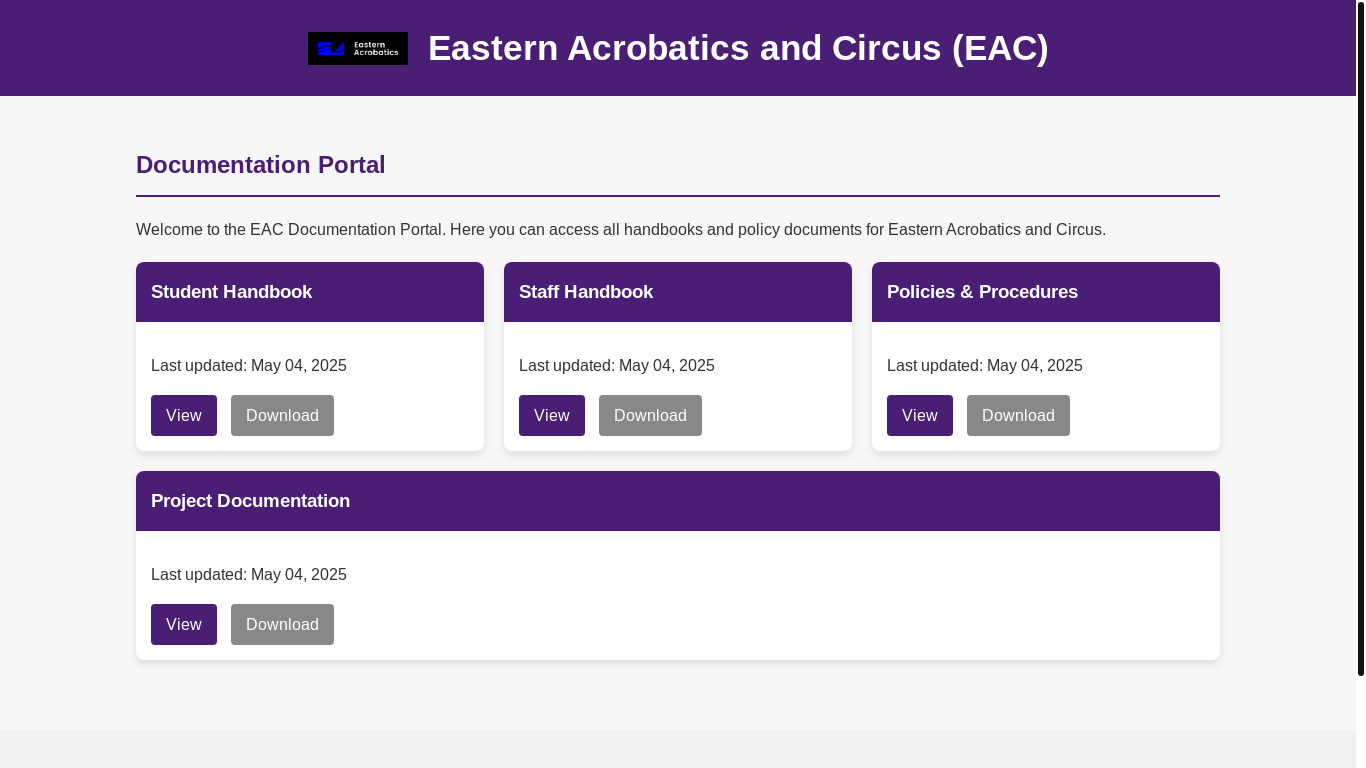 website screenshot of https://eac-documentation-portal.pages.dev/