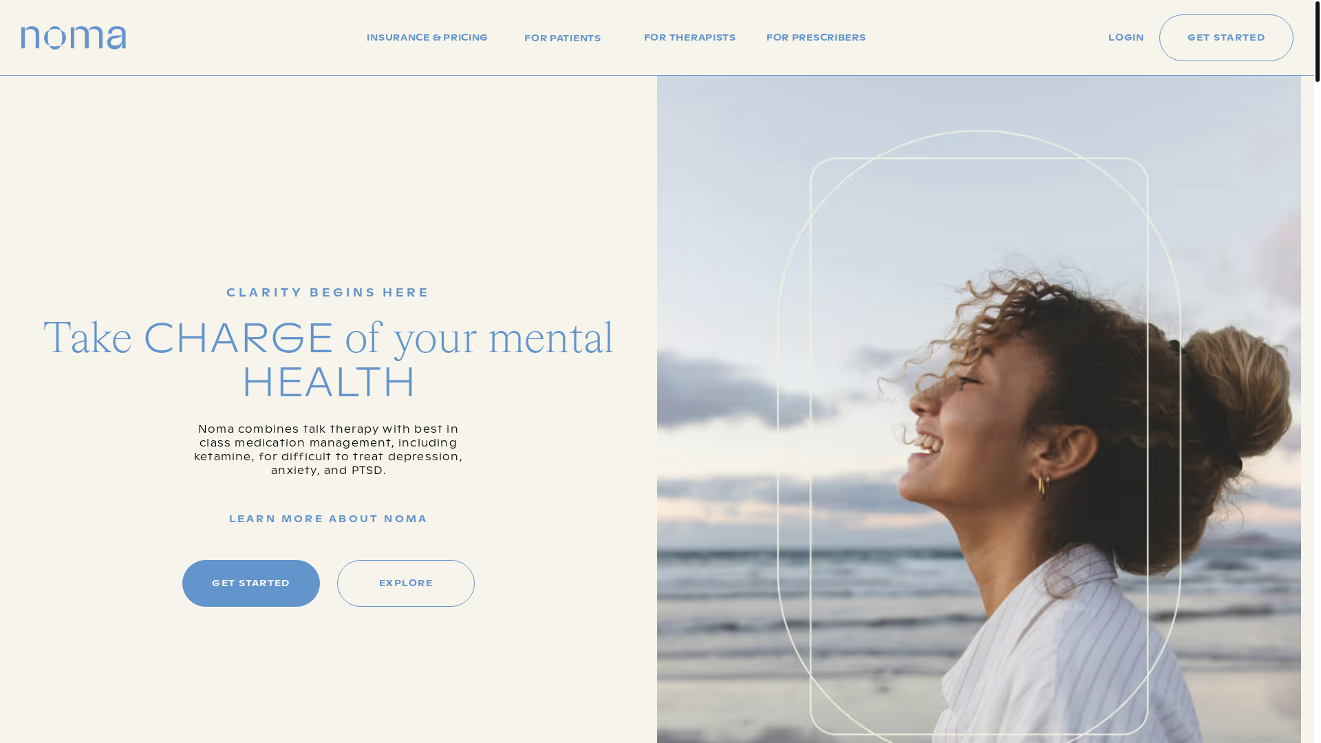 website screenshot of https://nomatherapy.org/
