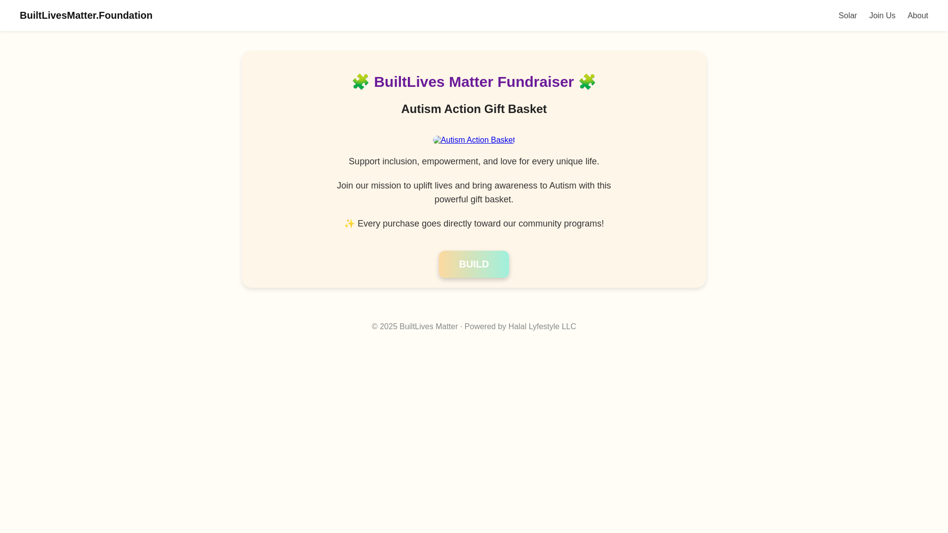 website screenshot of https://builtlivesmatter.foundation/
