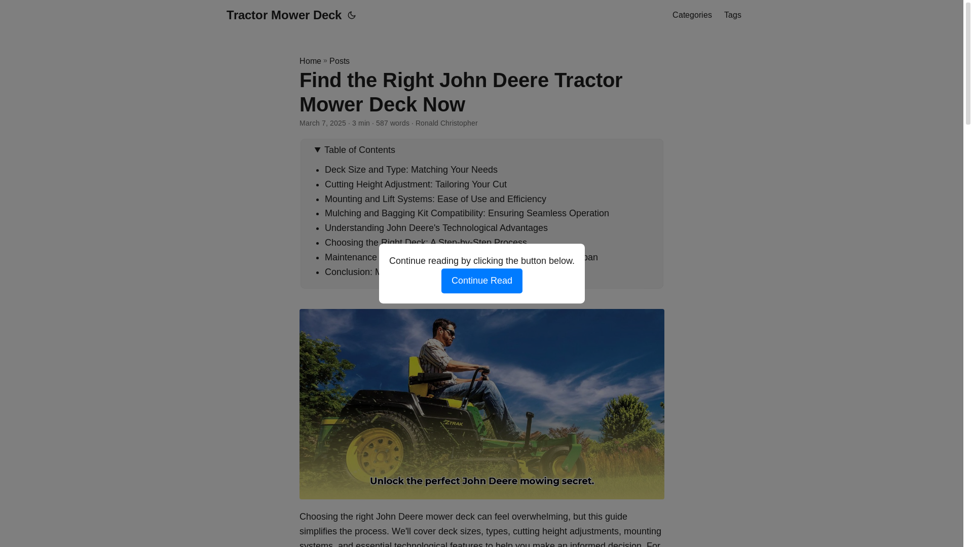 website screenshot of https://tractor-mower-deck.pages.dev/
