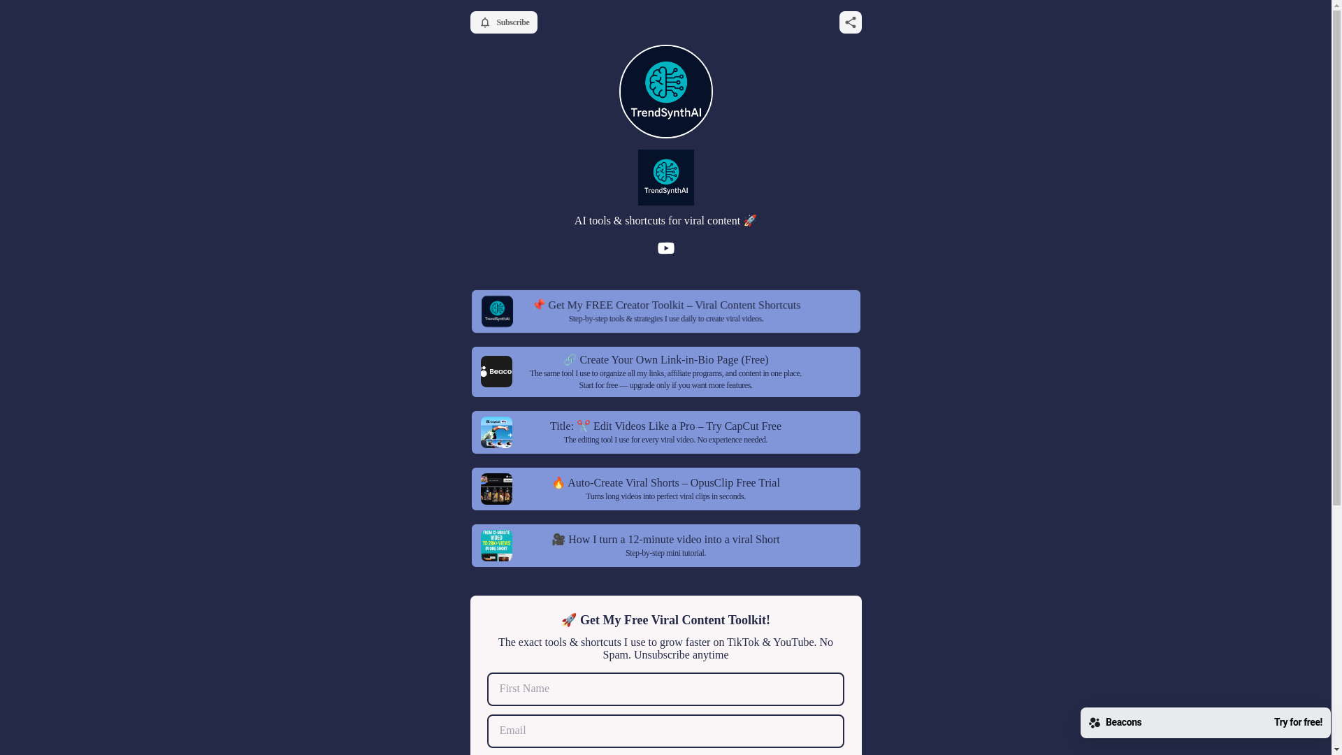 website screenshot of https://trendsynthai.com/