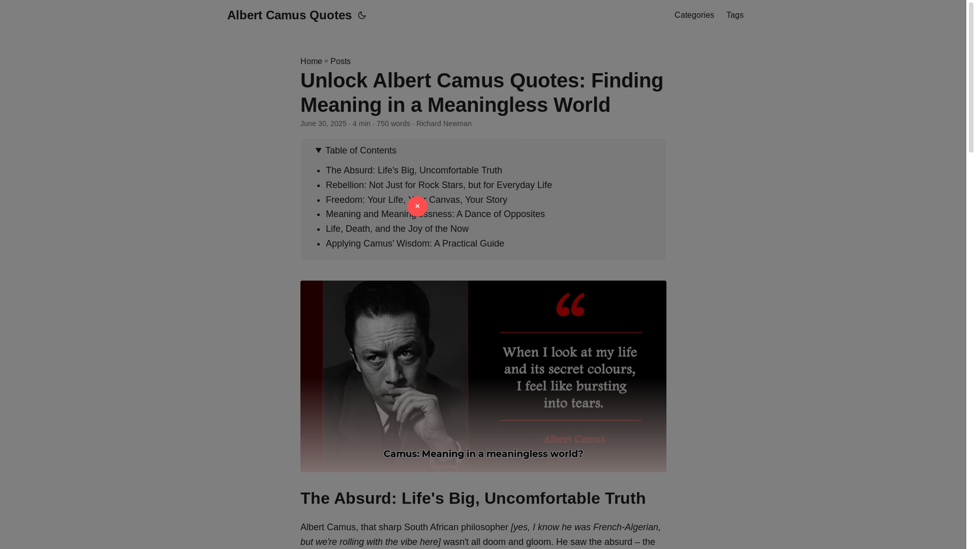 website screenshot of https://albert-camus-quotes.pages.dev/