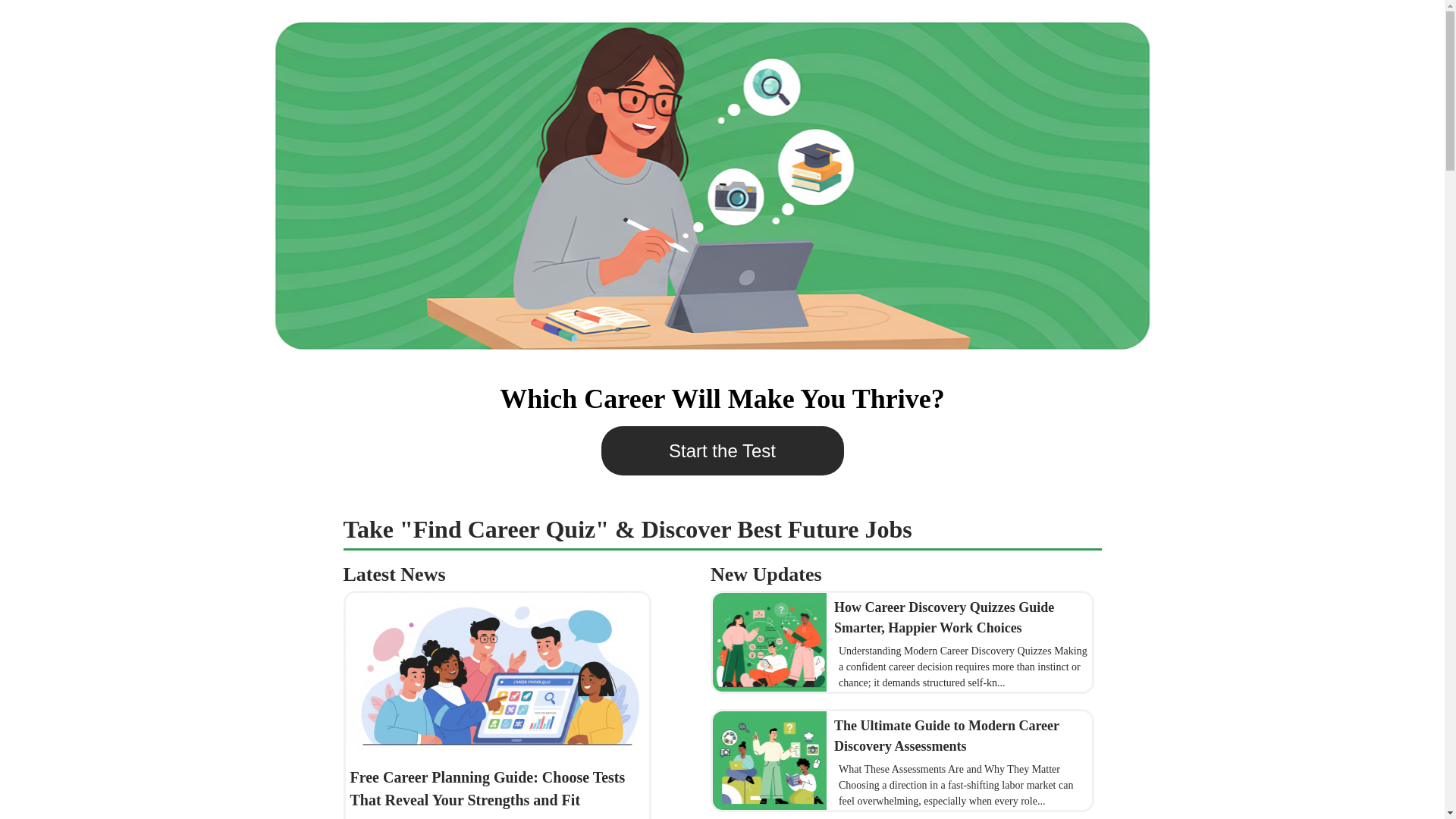 website screenshot of https://findcareerquiz.com/