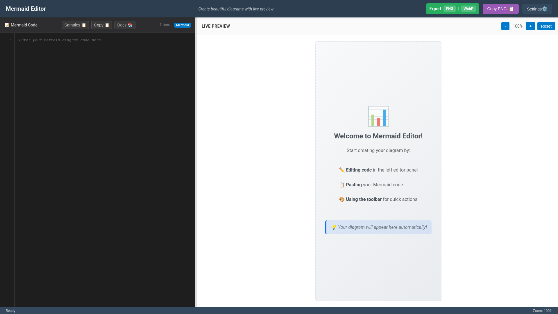 website screenshot of https://mermaid-editor-d0q.pages.dev/