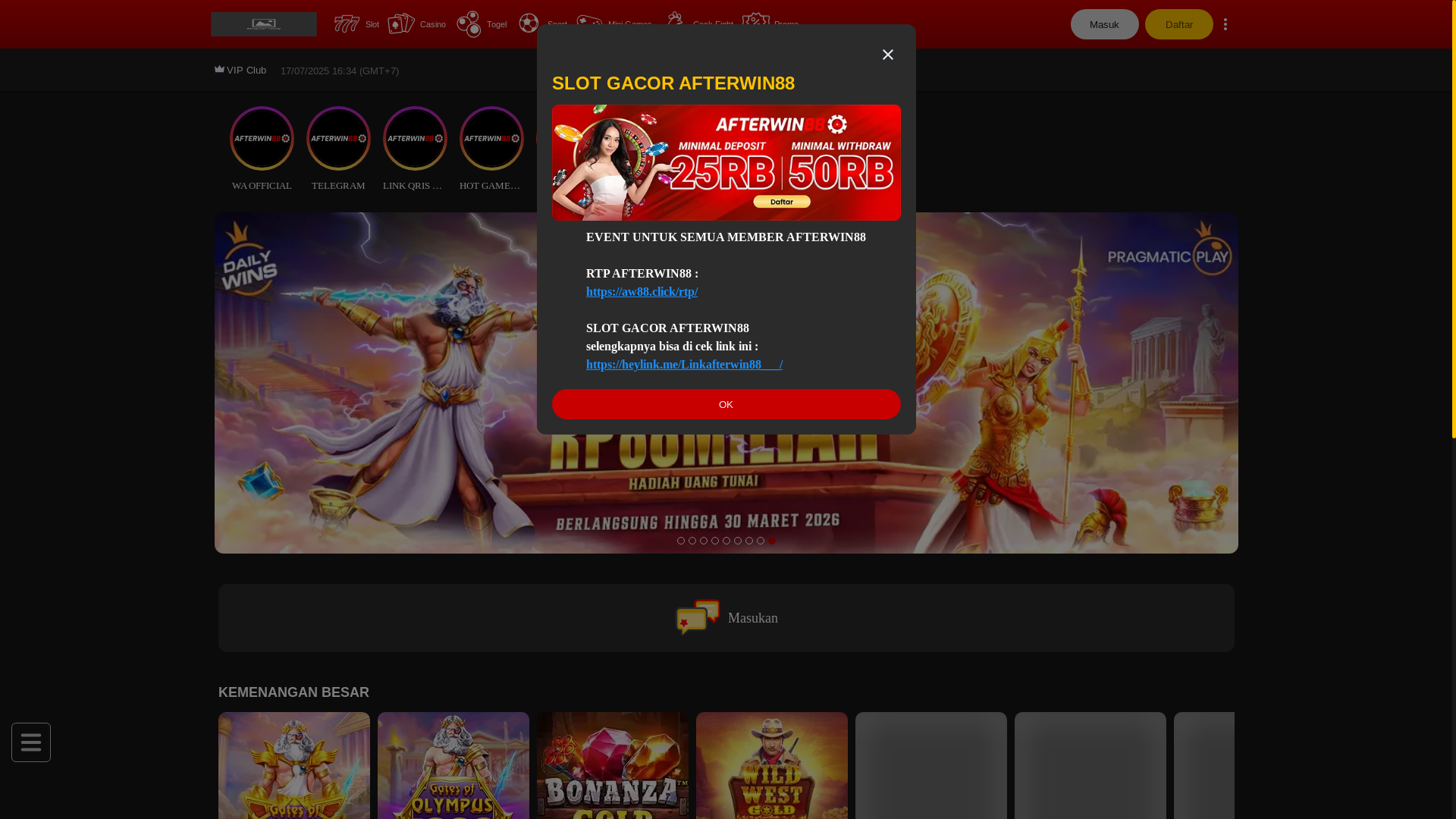website screenshot of https://afterwin88website.com/