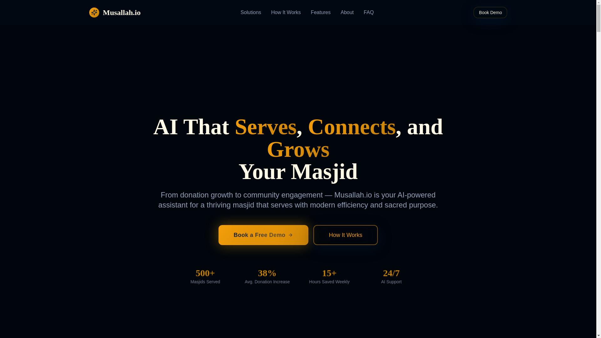 website screenshot of https://musallah.io/