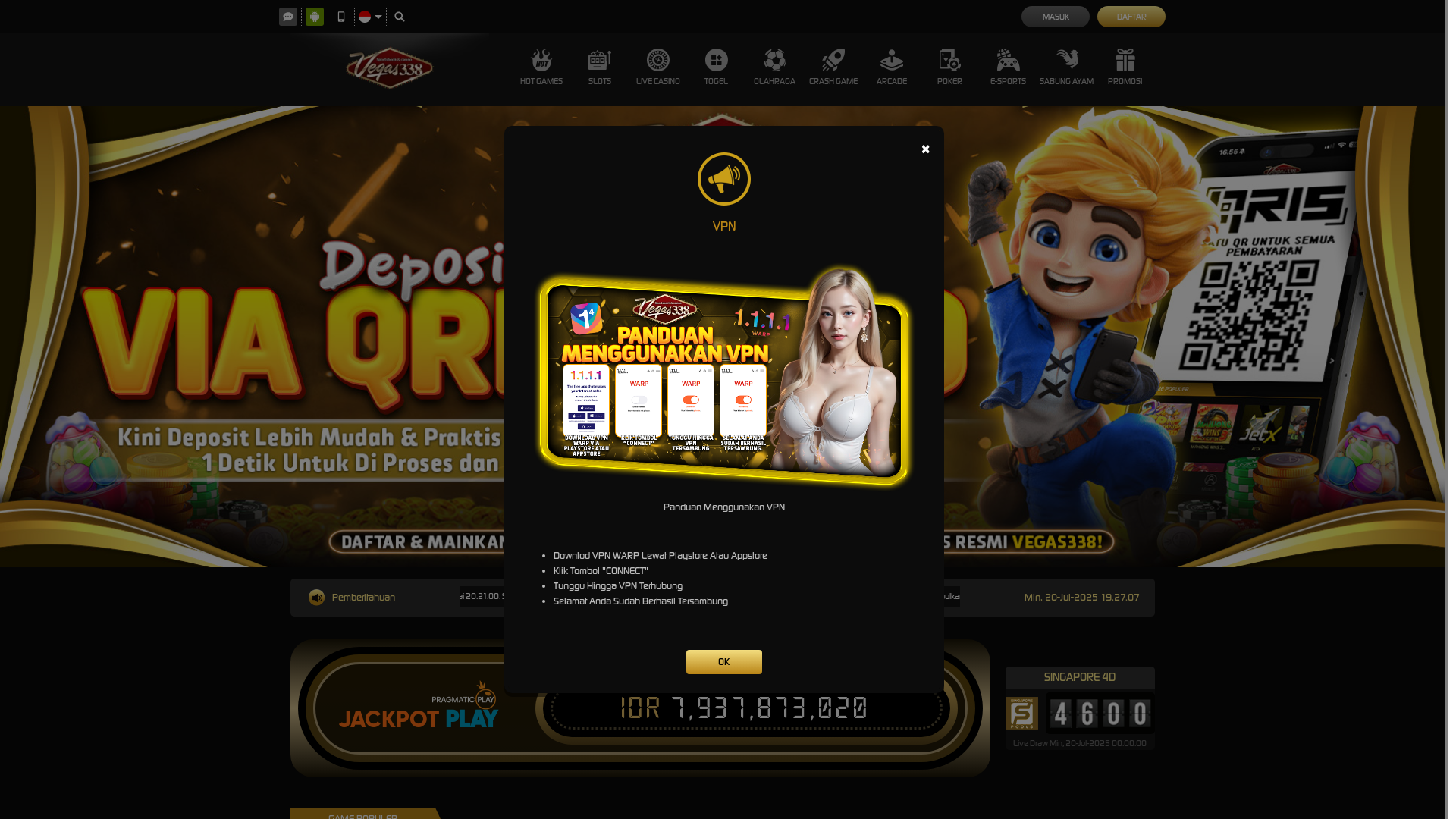 website screenshot of https://vegas338ggwp.xyz/