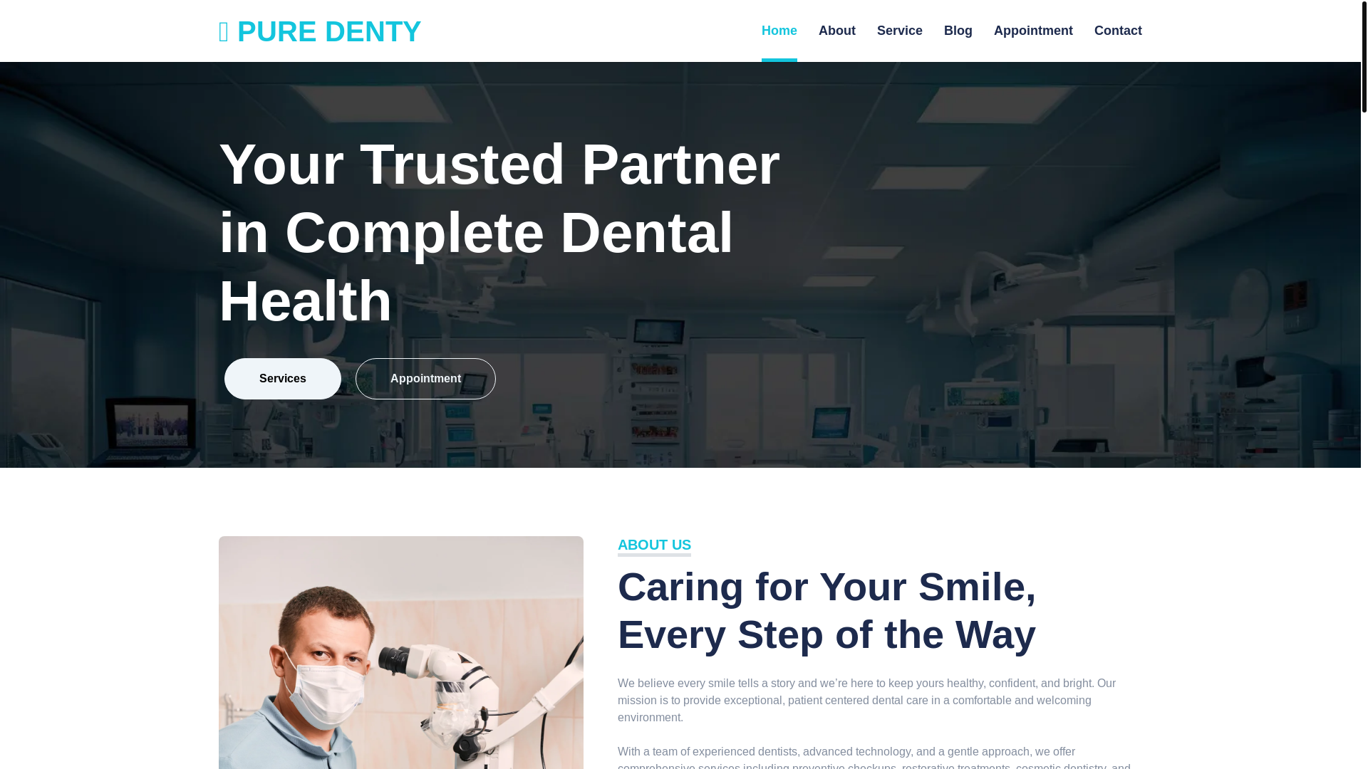 website screenshot of https://puredenty.com/