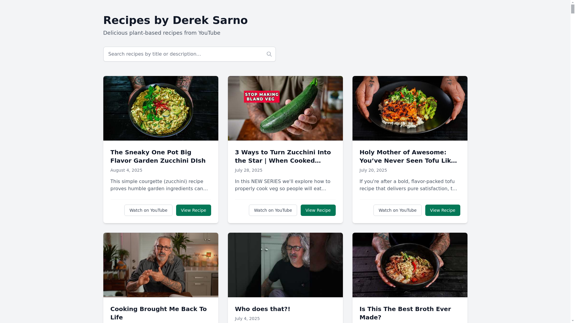 website screenshot of https://derek-recipes.pages.dev/