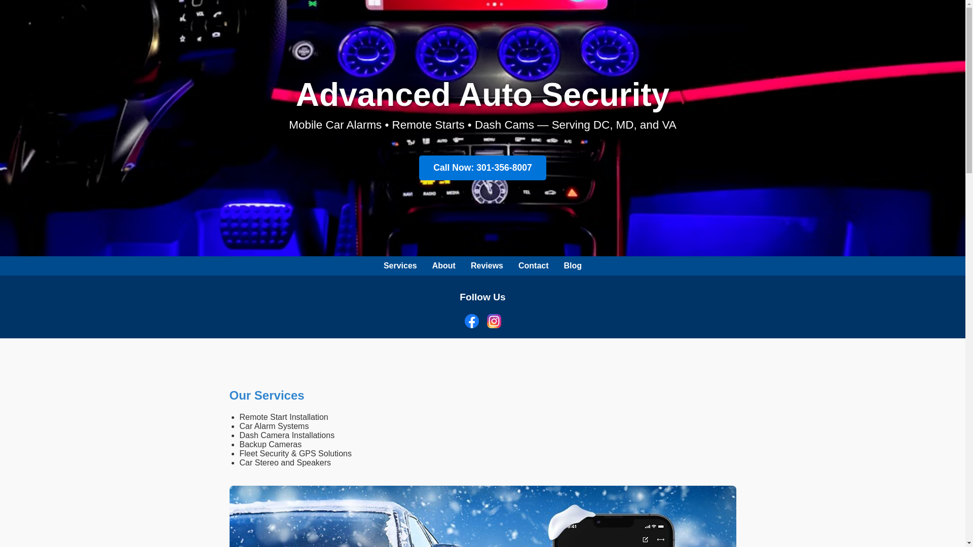 website screenshot of https://advancedautosecuritymd.com/