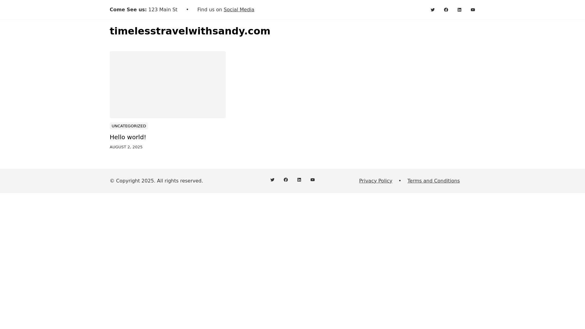 website screenshot of https://timelesstravelwithsandy.com/