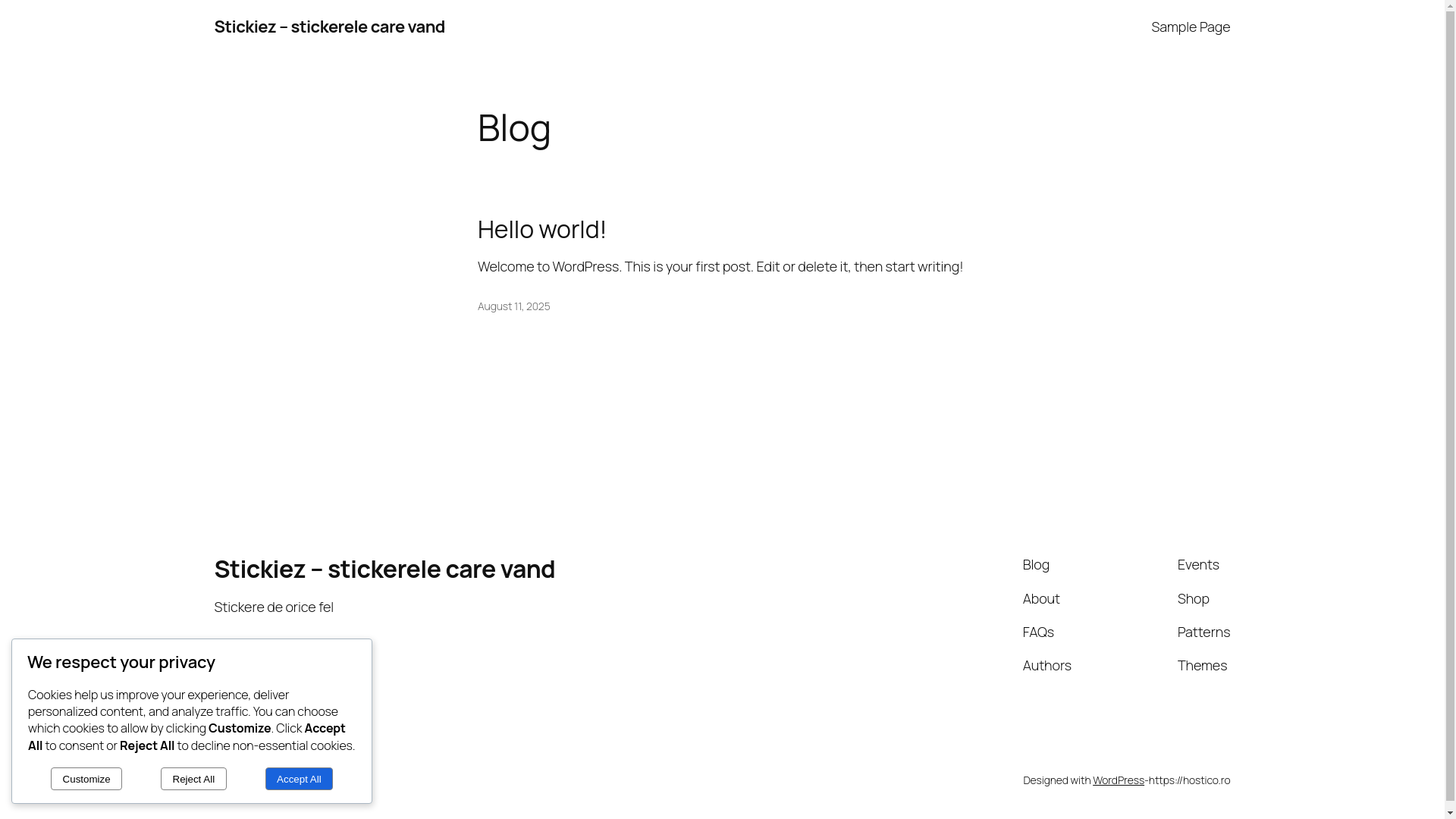 website screenshot of https://stickize.ro/