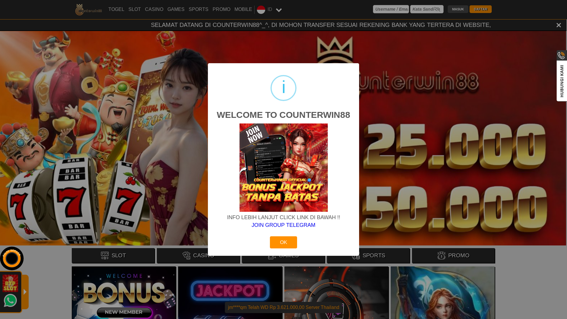 website screenshot of https://counterwin88fire.com/
