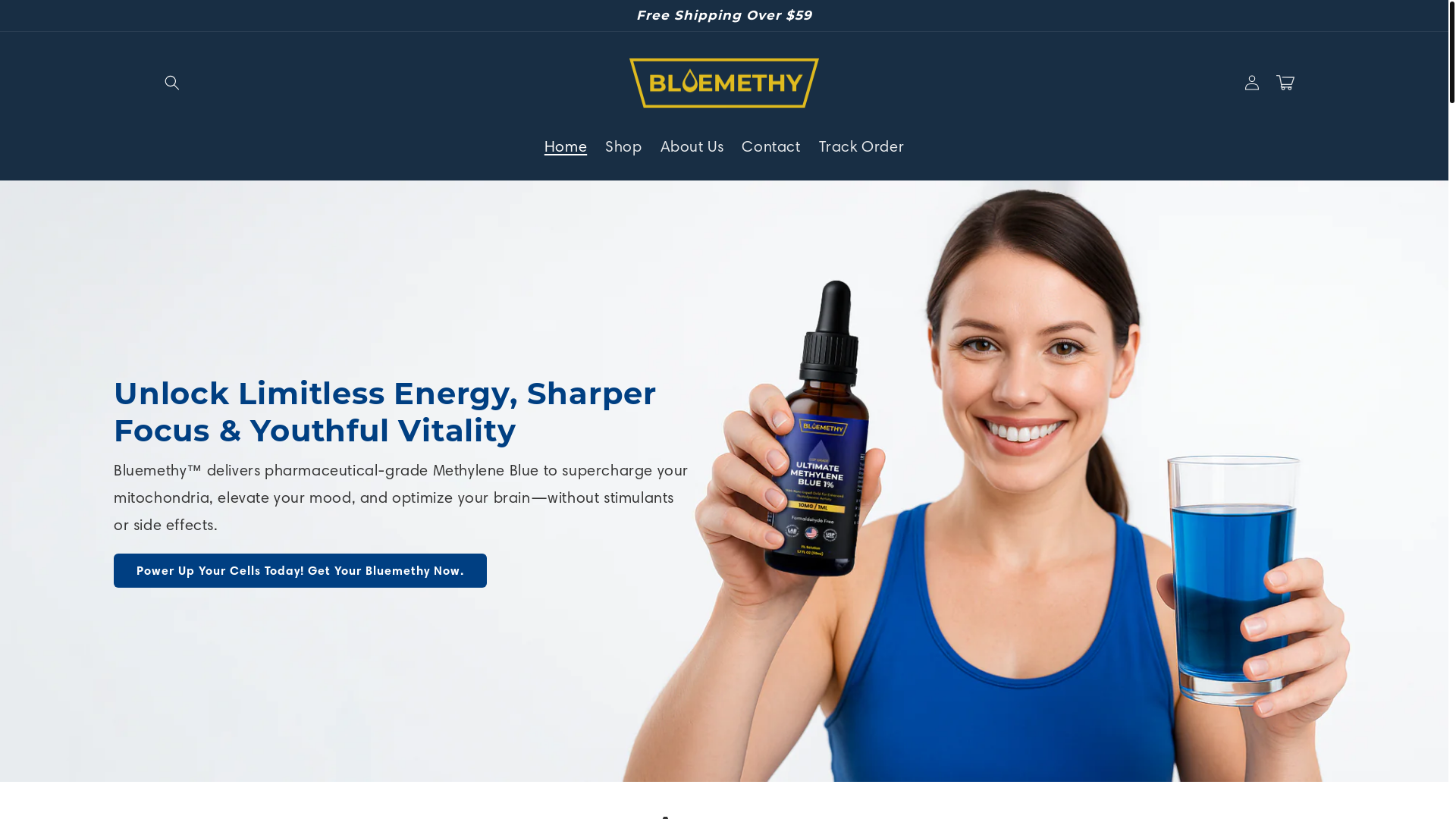 website screenshot of https://getbluemethy.com/