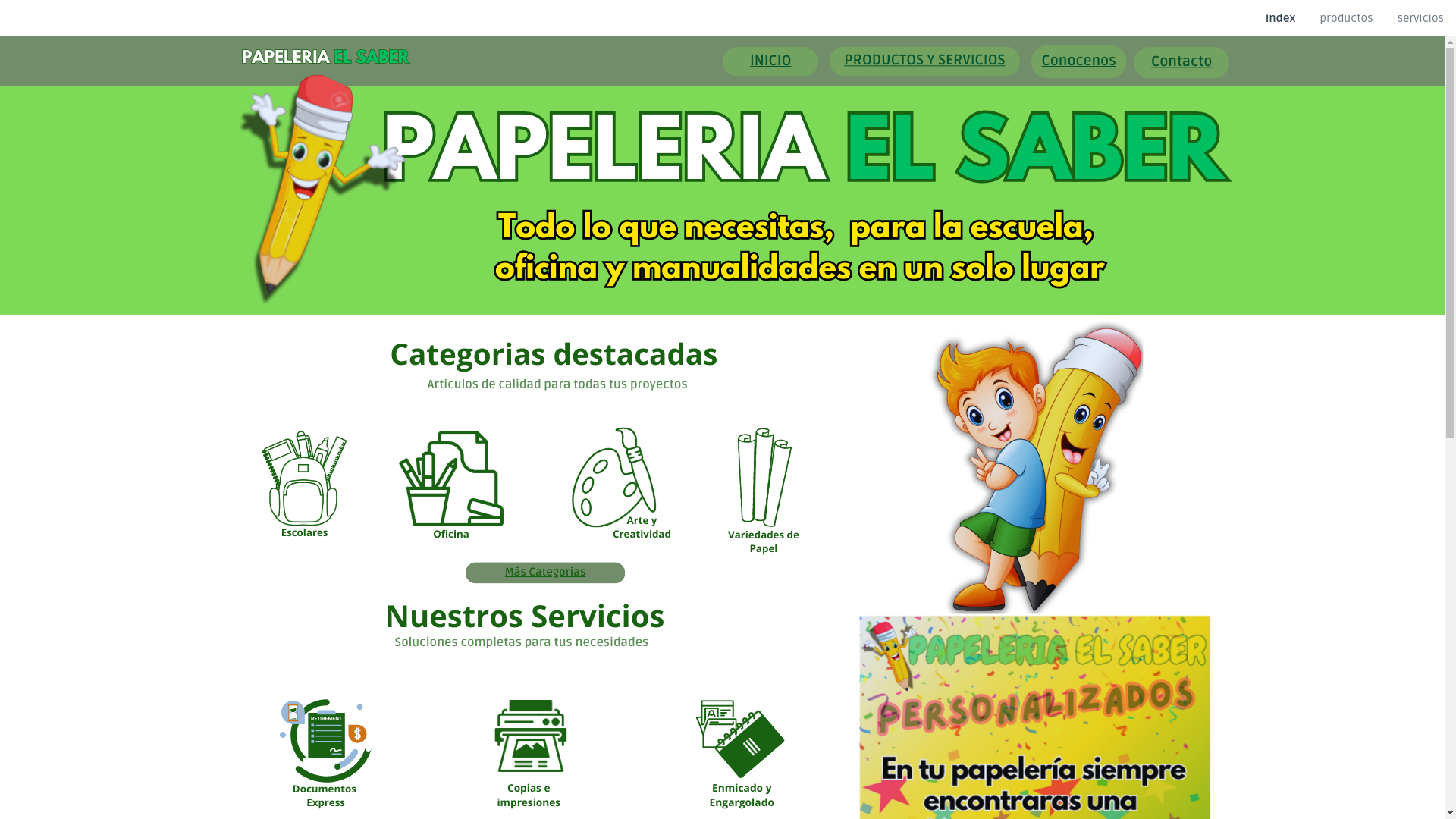 website screenshot of https://papeleriaelsaber.com.mx/