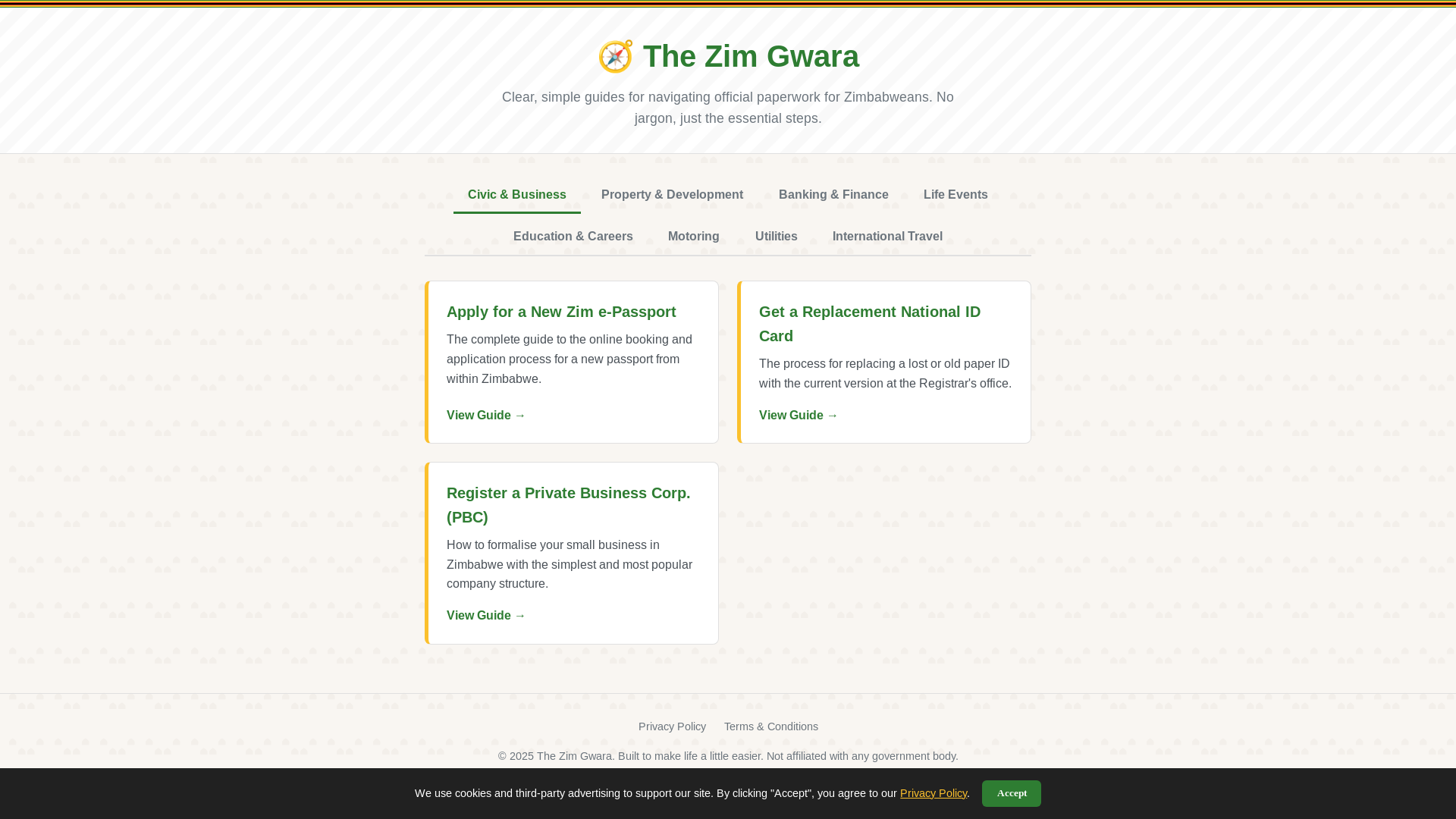 website screenshot of https://zimgwara.co.uk/
