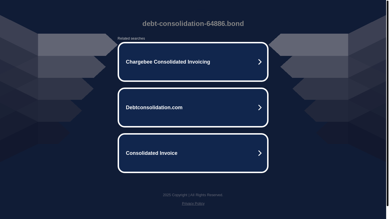 website screenshot of https://debt-consolidation-64886.bond/