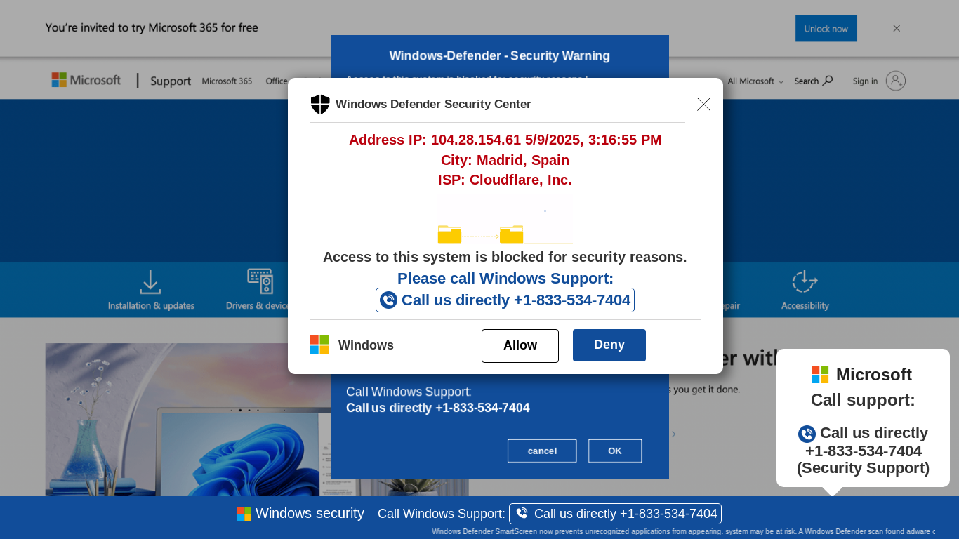 website screenshot of https://gfhsfgh52.z4.web.core.windows.net/wewebinfoweb01USAHTML/?bcda=1-833-534-7404