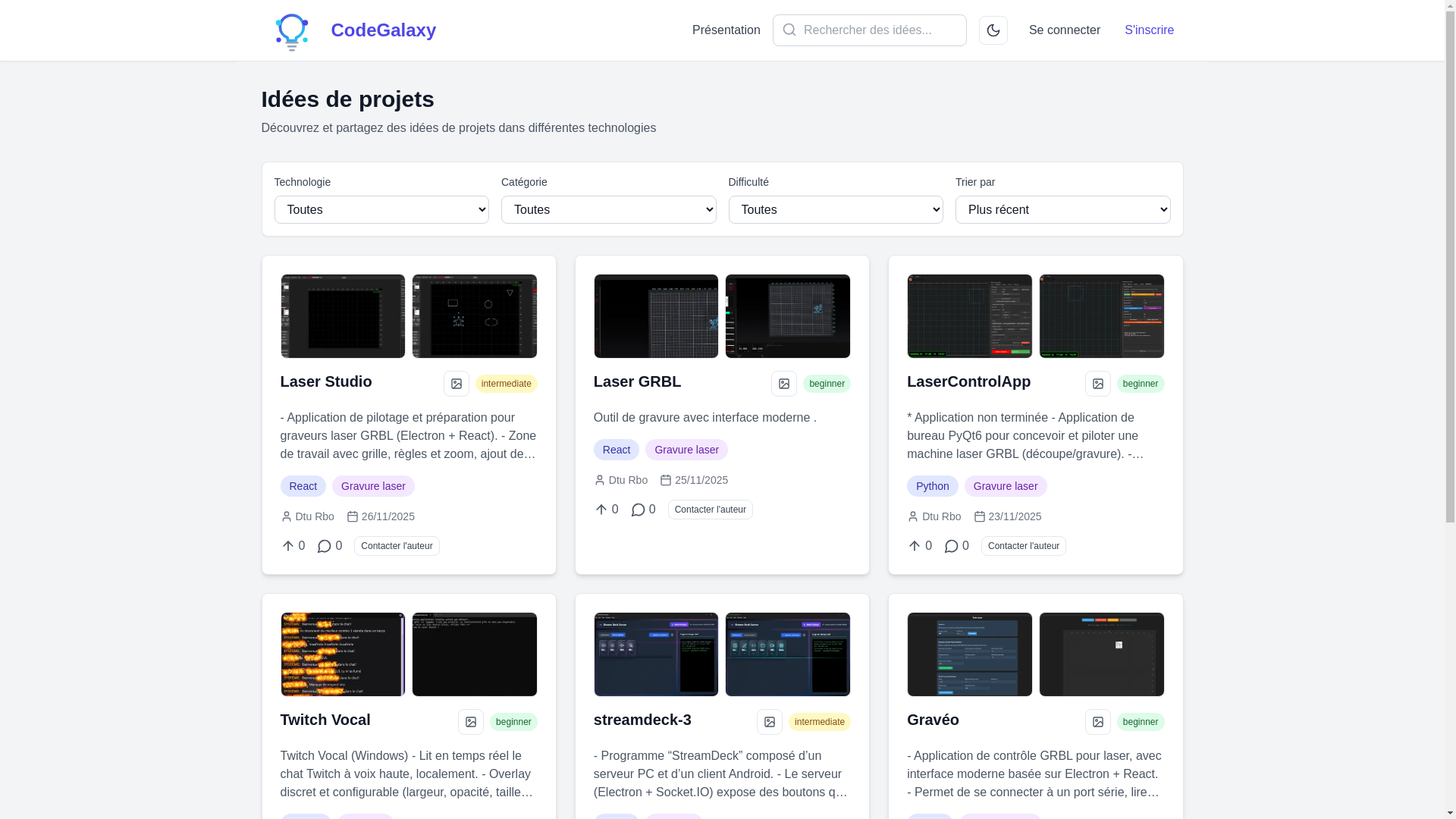 website screenshot of https://codegalaxy.fr/