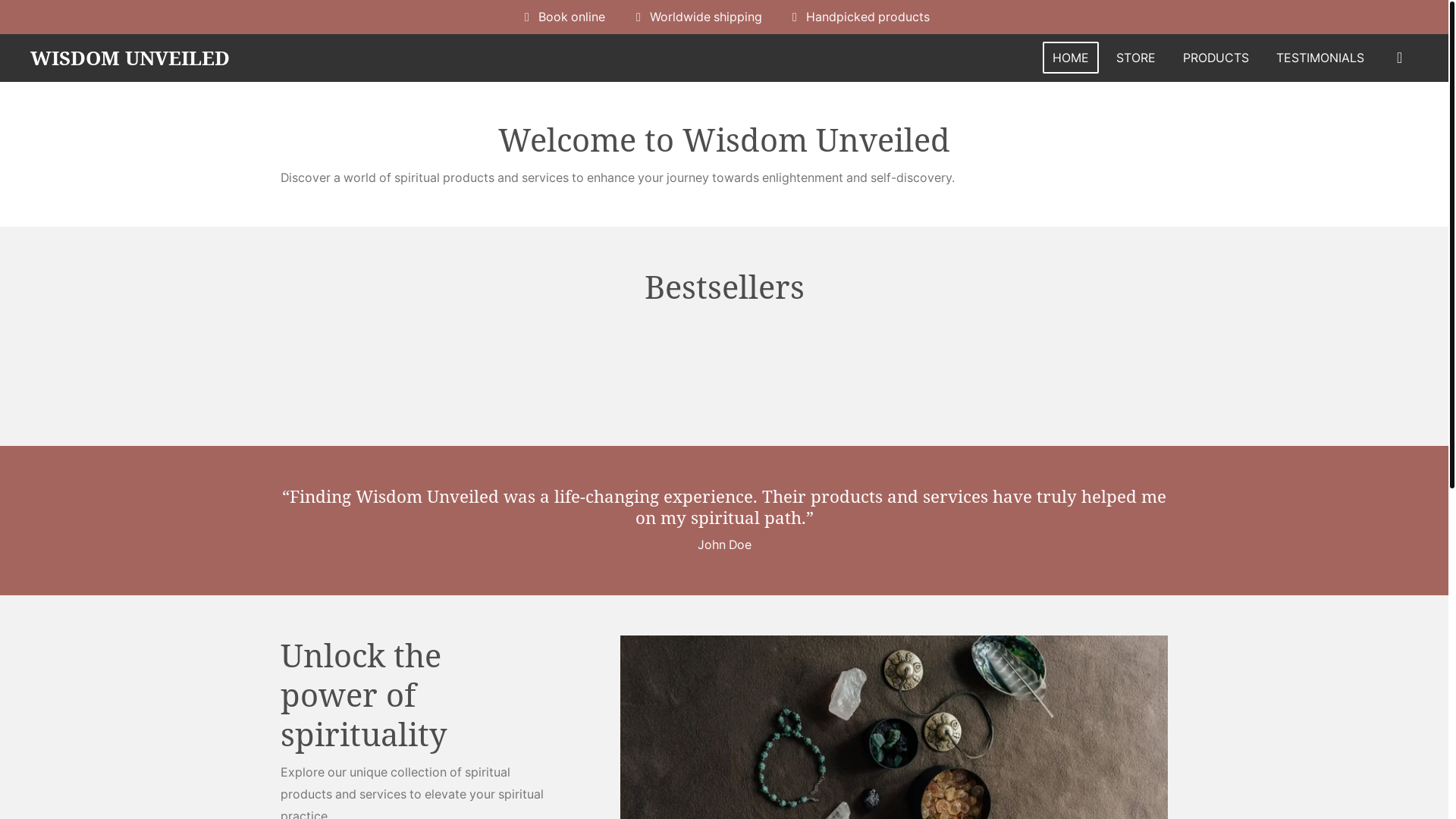 website screenshot of https://wisdom-unveiled.com/