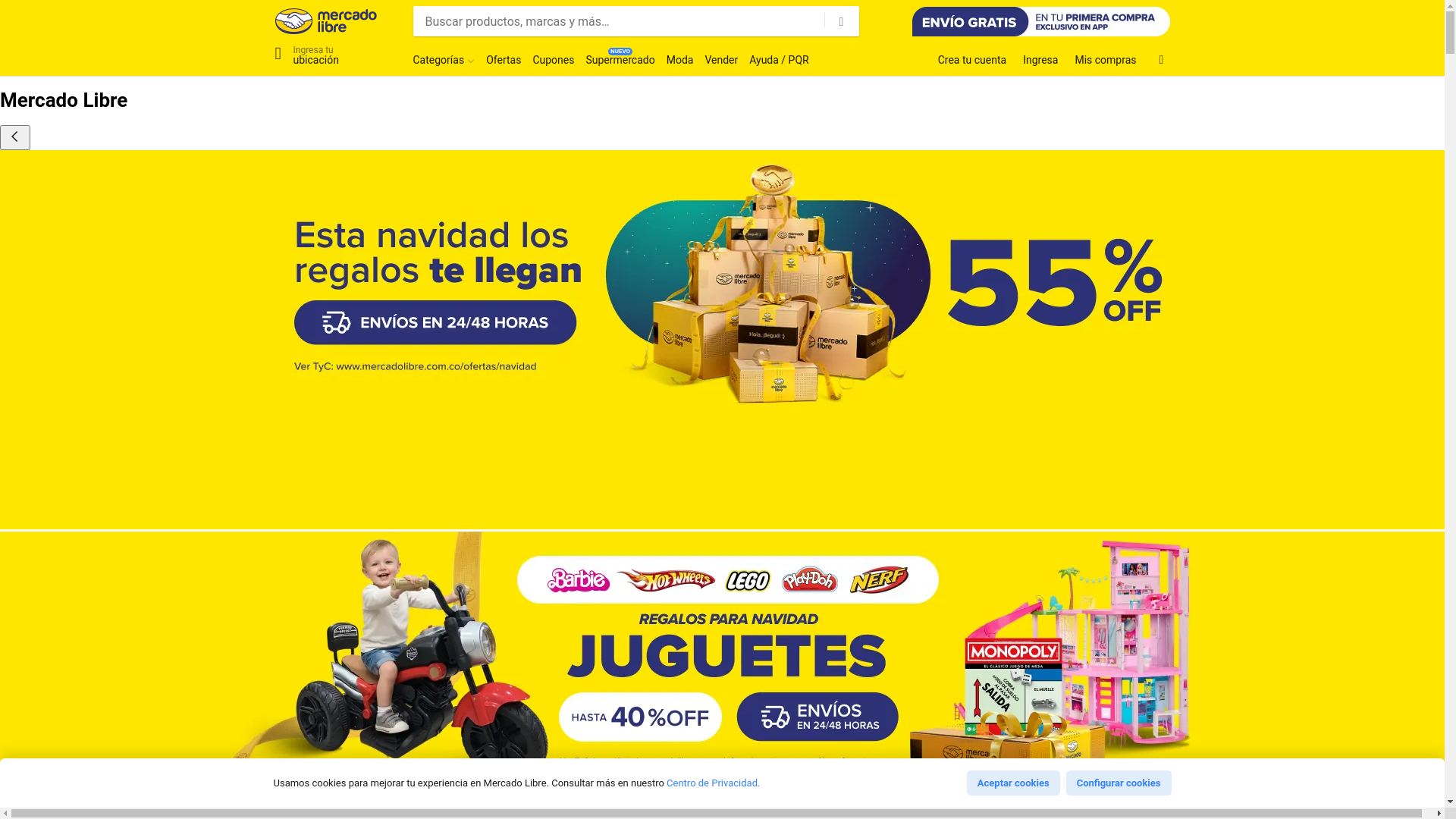 website screenshot of https://mercadolibrecol.top/