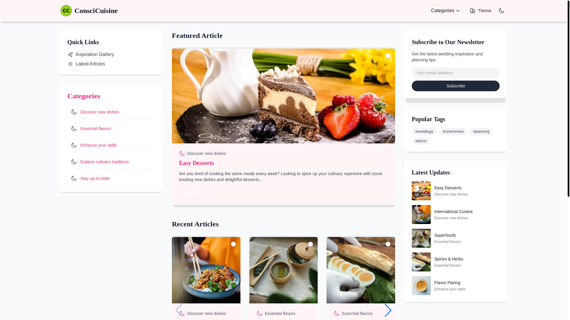 website screenshot of https://conscientiouscuisine.food/