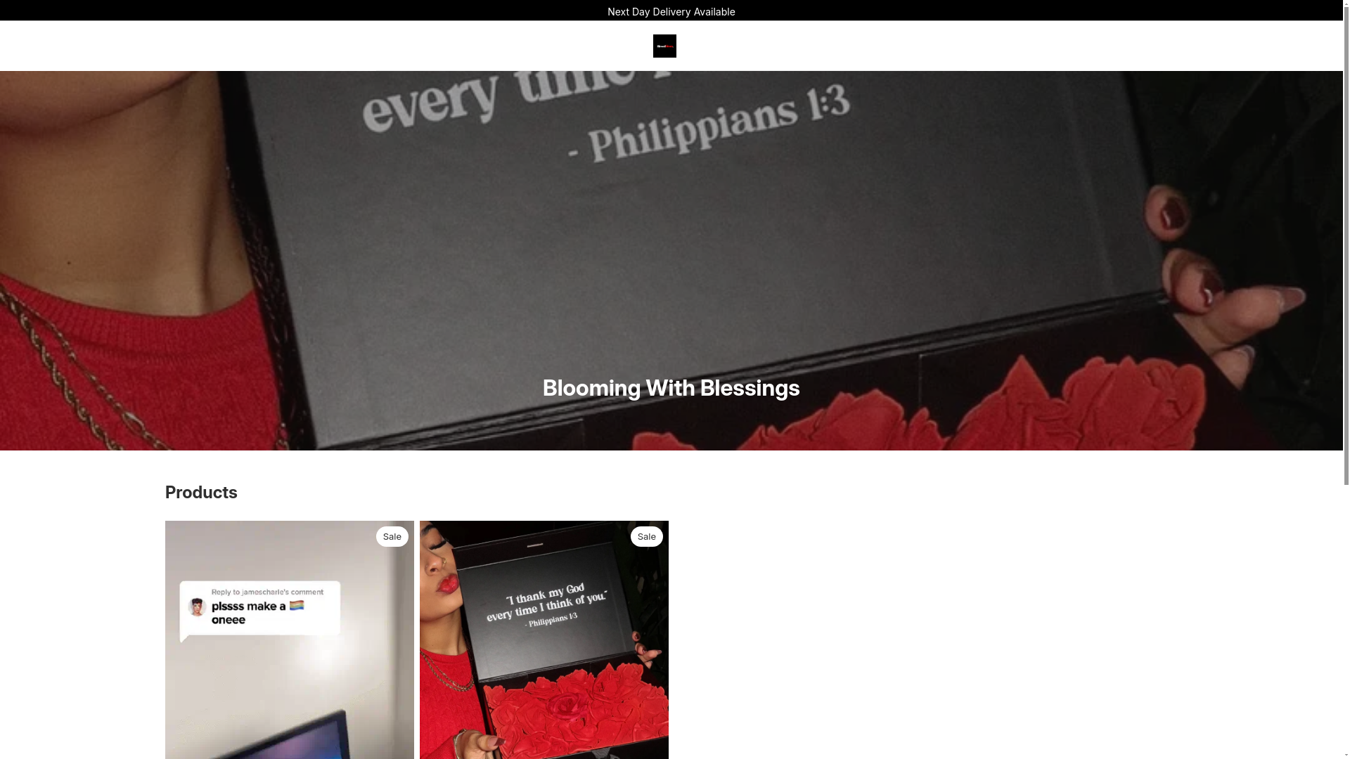 website screenshot of https://blessedbloomco.com/