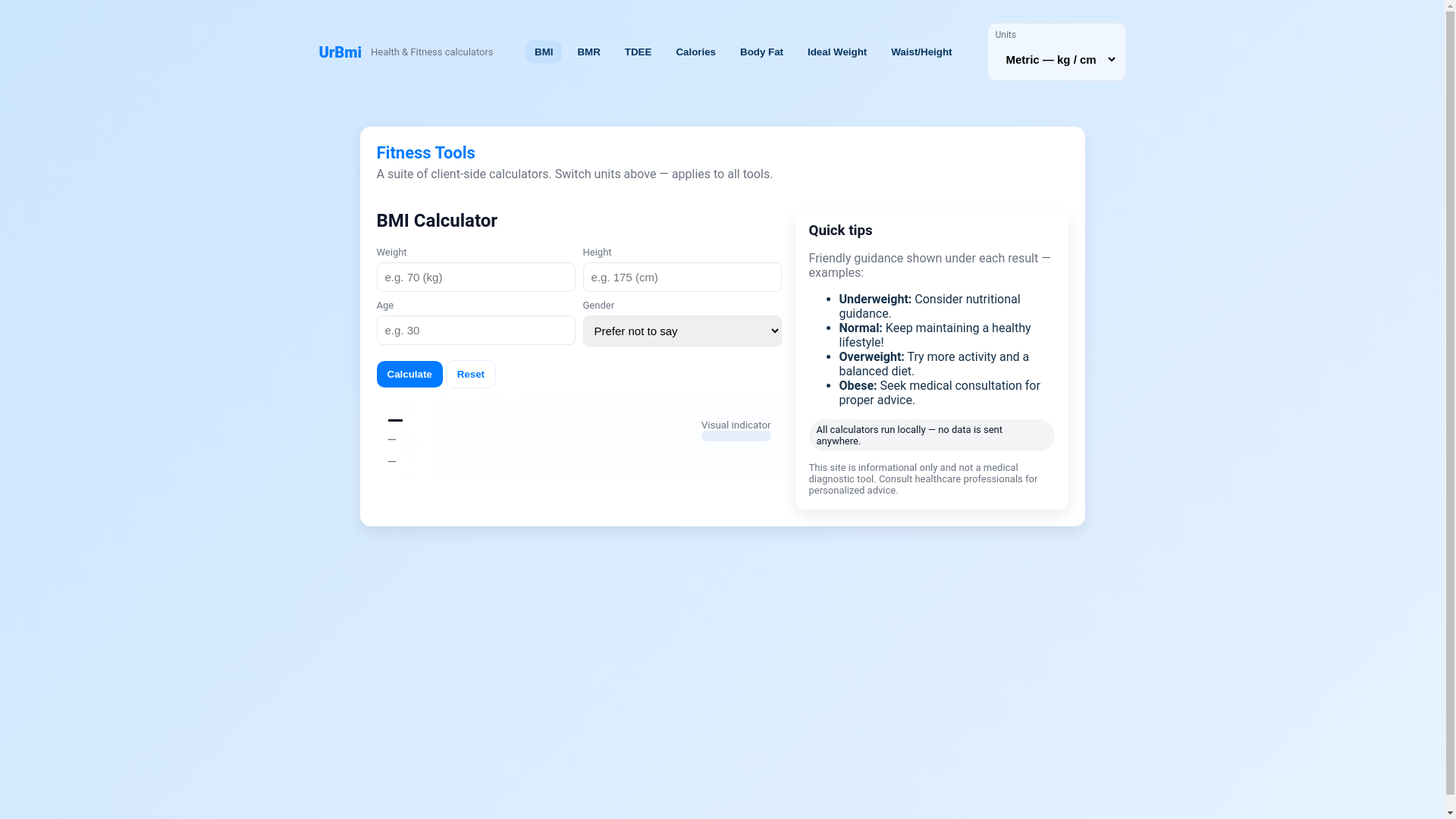 website screenshot of https://health-calculator-rzq.pages.dev/